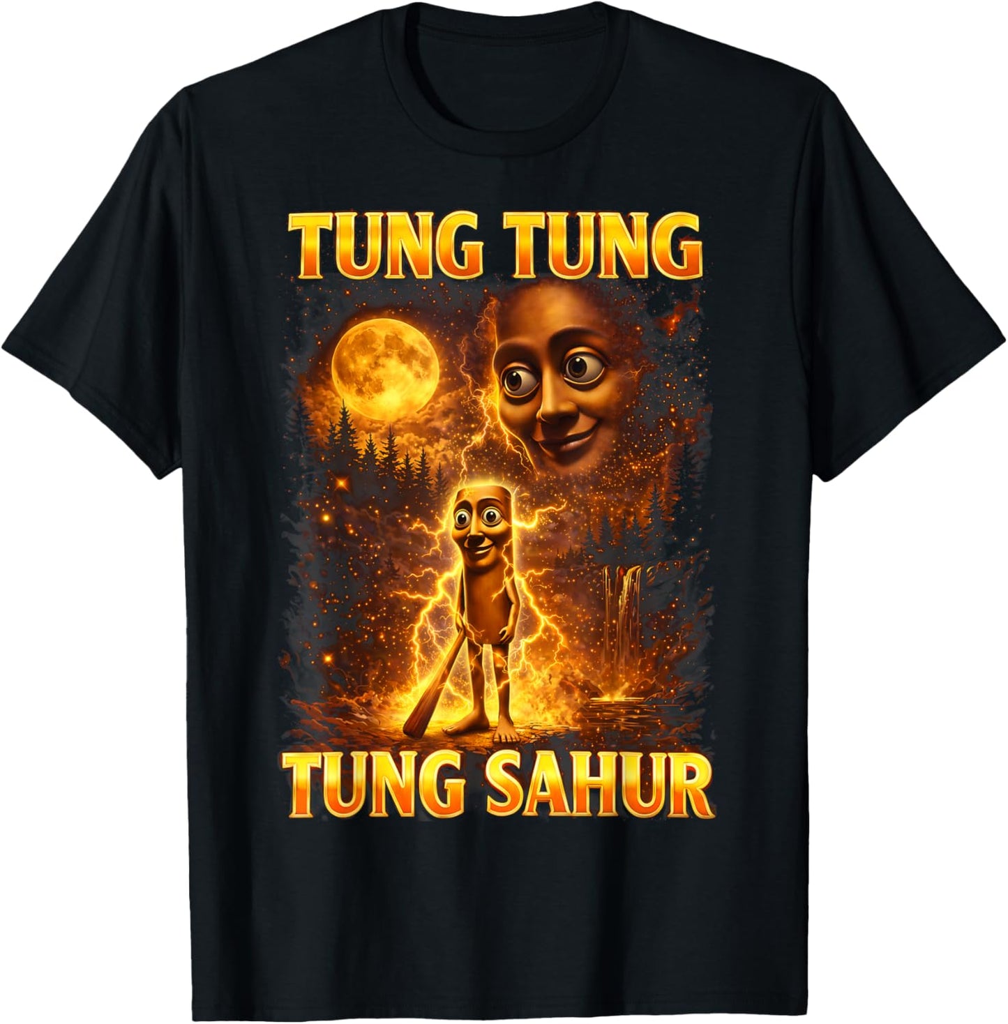 Italian Brainrot Meme Tung Tung Tung Sahur Gifts for Boy Kid T-Shirt - T-Shirt | Black