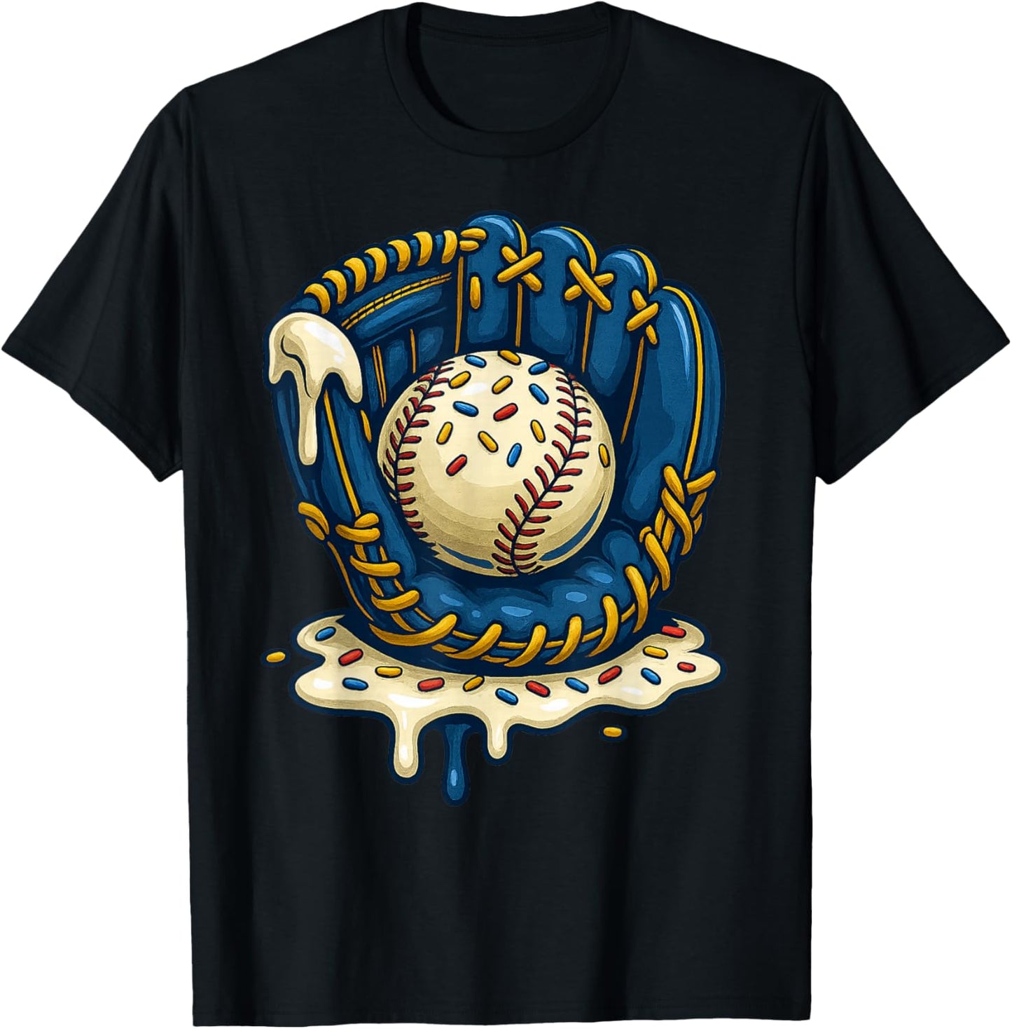Baseball Drip Team for Boys Ice Cream Cool T-Shirt - T-Shirt | Black