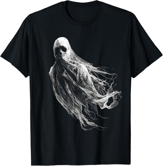 Ghost Costume Halloween Graphic Art Ghost T-Shirt - T-Shirt | Black