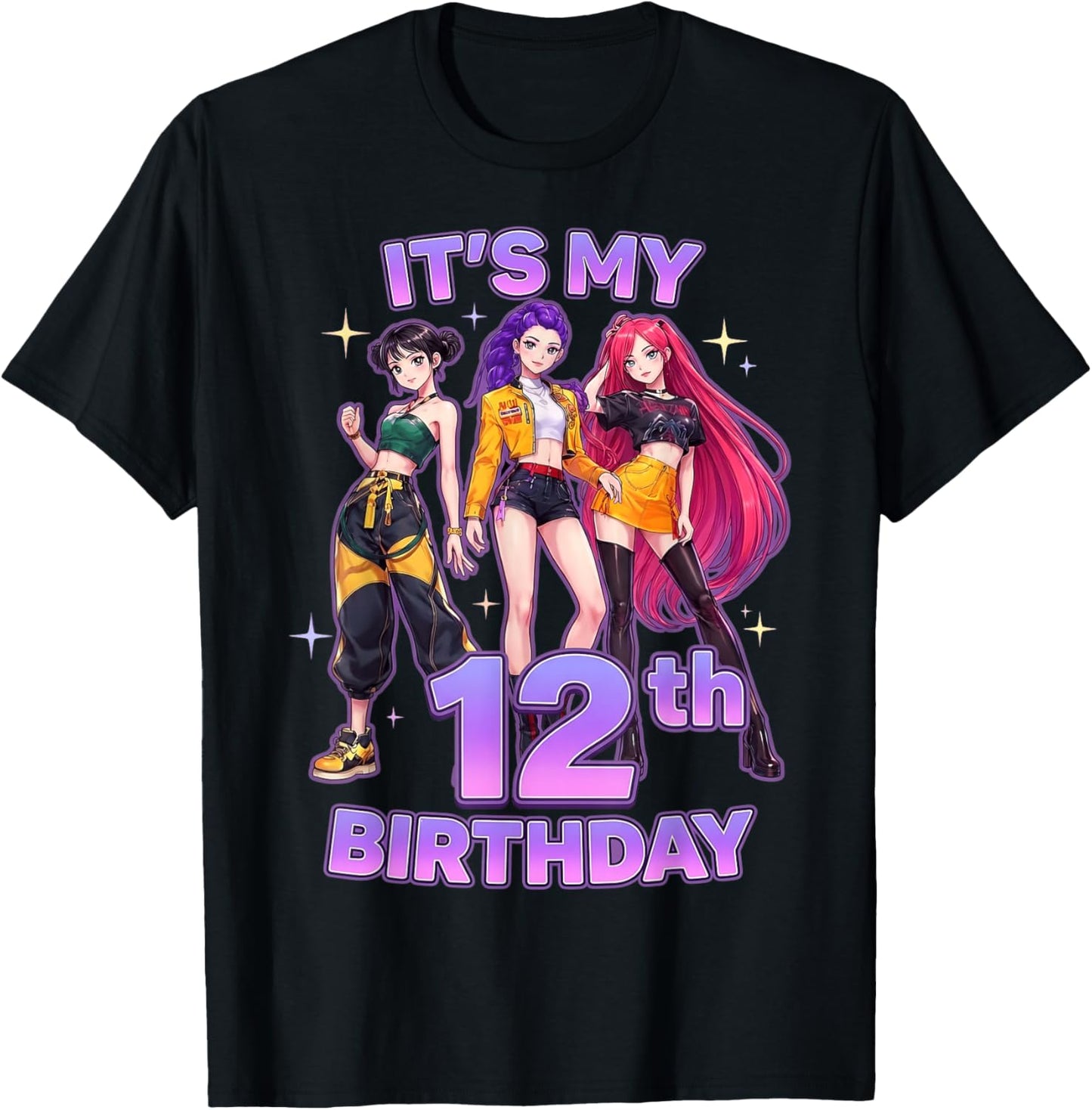 12 Jahre, Geburtstag, K-Pop, Kinder, 12. Geburtstag, Mädchen, K-Pop T-Shirt - T-Shirt | Black