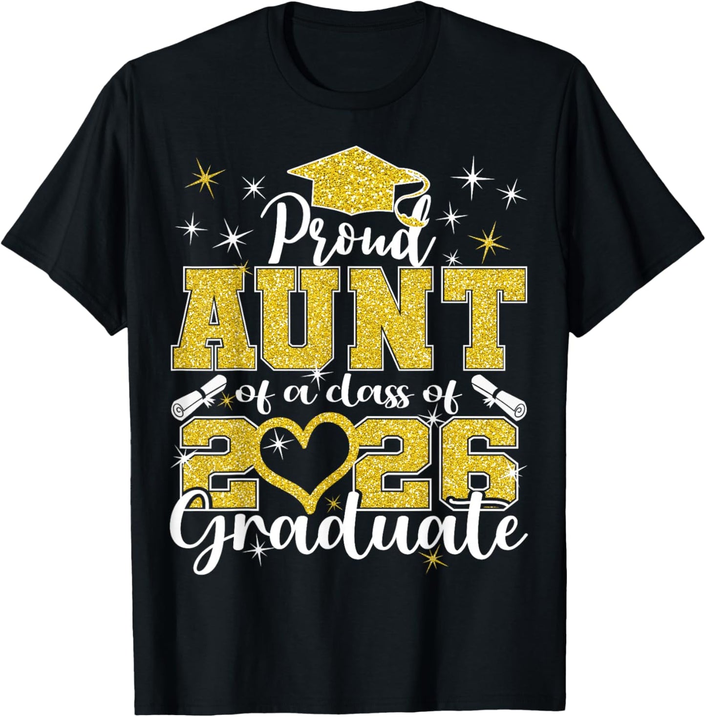 Super Proud Aunt of 2026 Graduate Senior Graduation Family T-Shirt - T-Shirt | Black