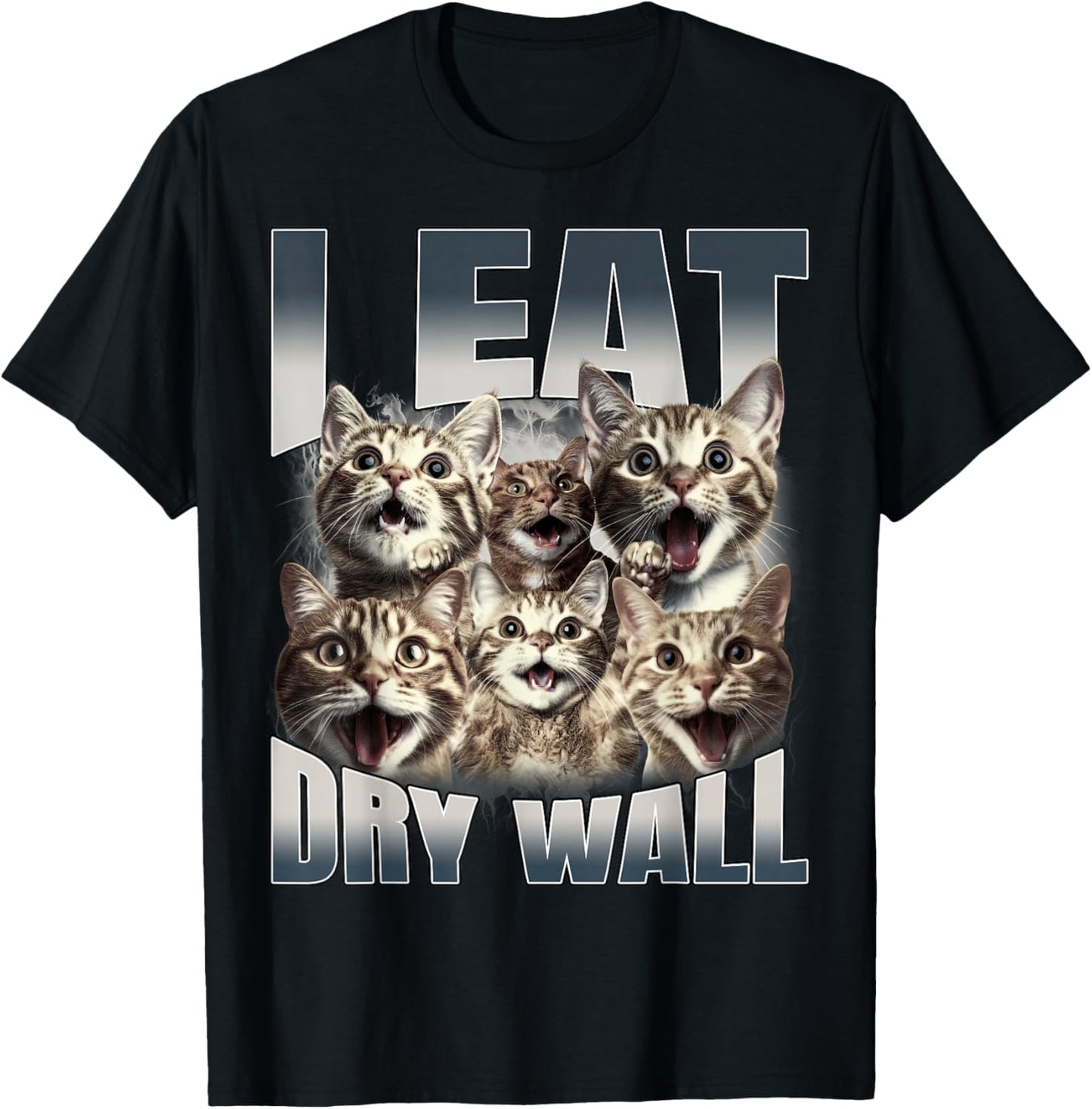 I Eat Drywall Funny Cat Meme Bootleg Graphic T-Shirt - T-Shirt | Black