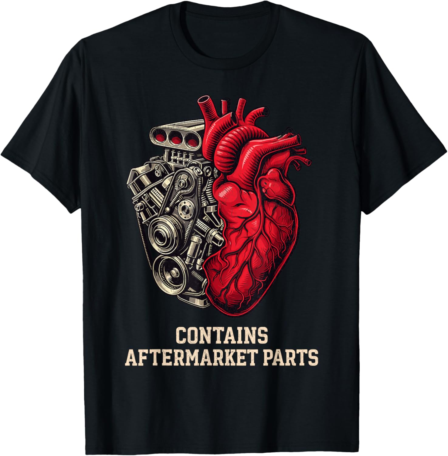 Retired and Rebuilt Survivor Retro Engine Heart Recovery T-Shirt - T-Shirt | Black