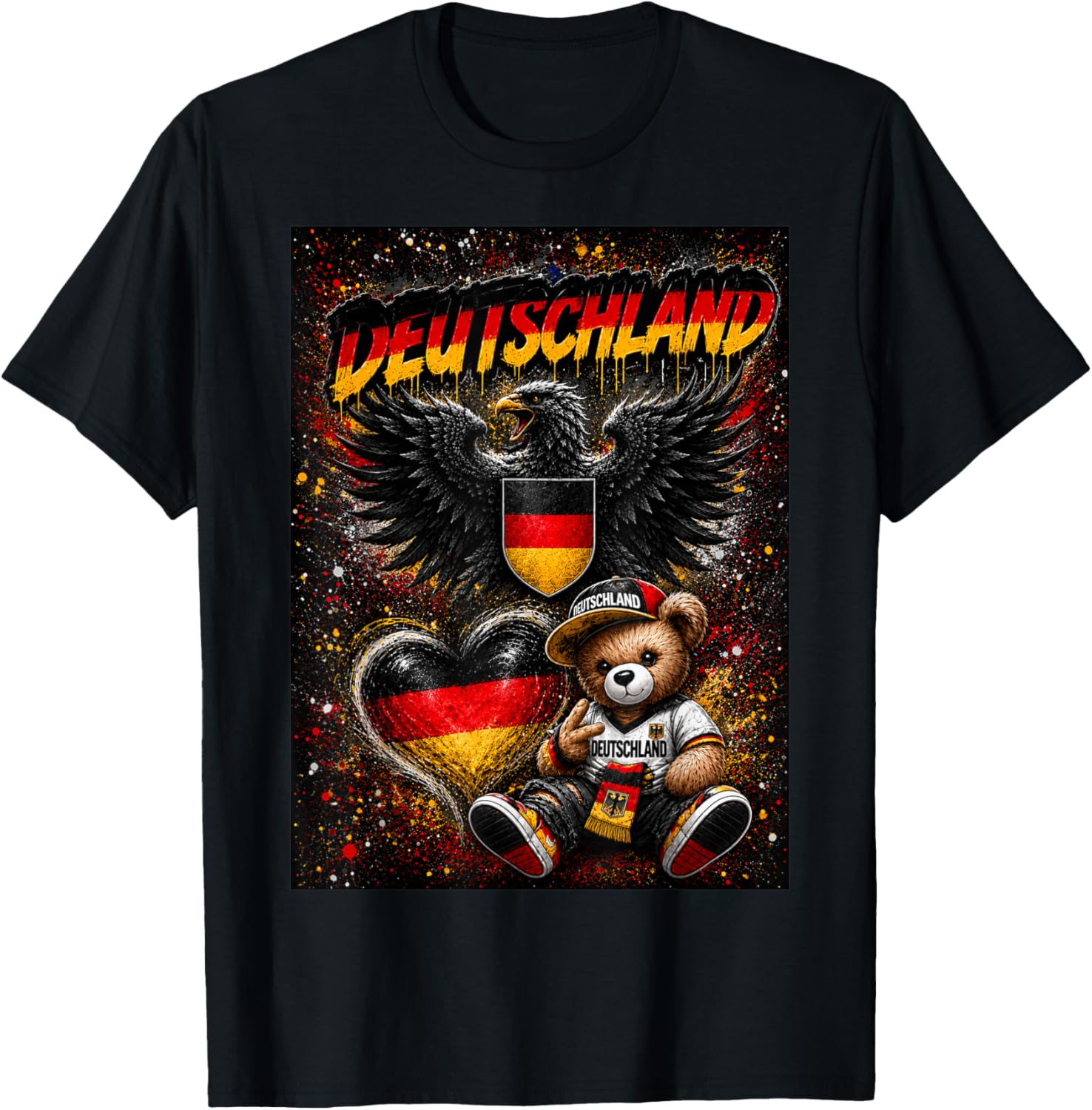 Deutschland Trikot Deutsche Flagge Germany T-Shirt - T-Shirt | Black