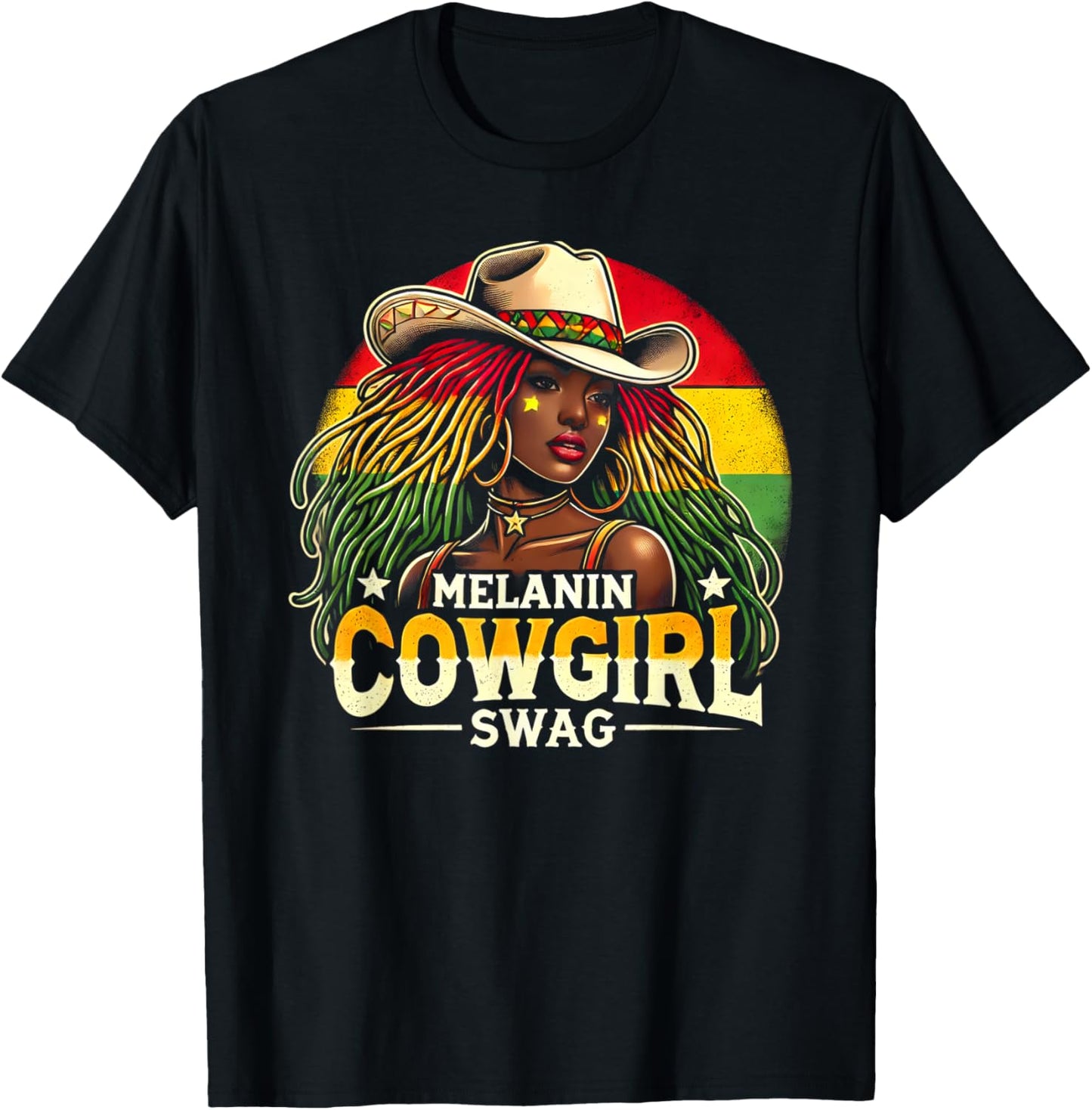 Melanin Cowgirls African Cowgirl Swag T-Shirt - T-Shirt | Black