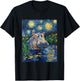 Hippo Hippopotamus - Van Gogh Style - Starry Night T-Shirt - T-Shirt | Black