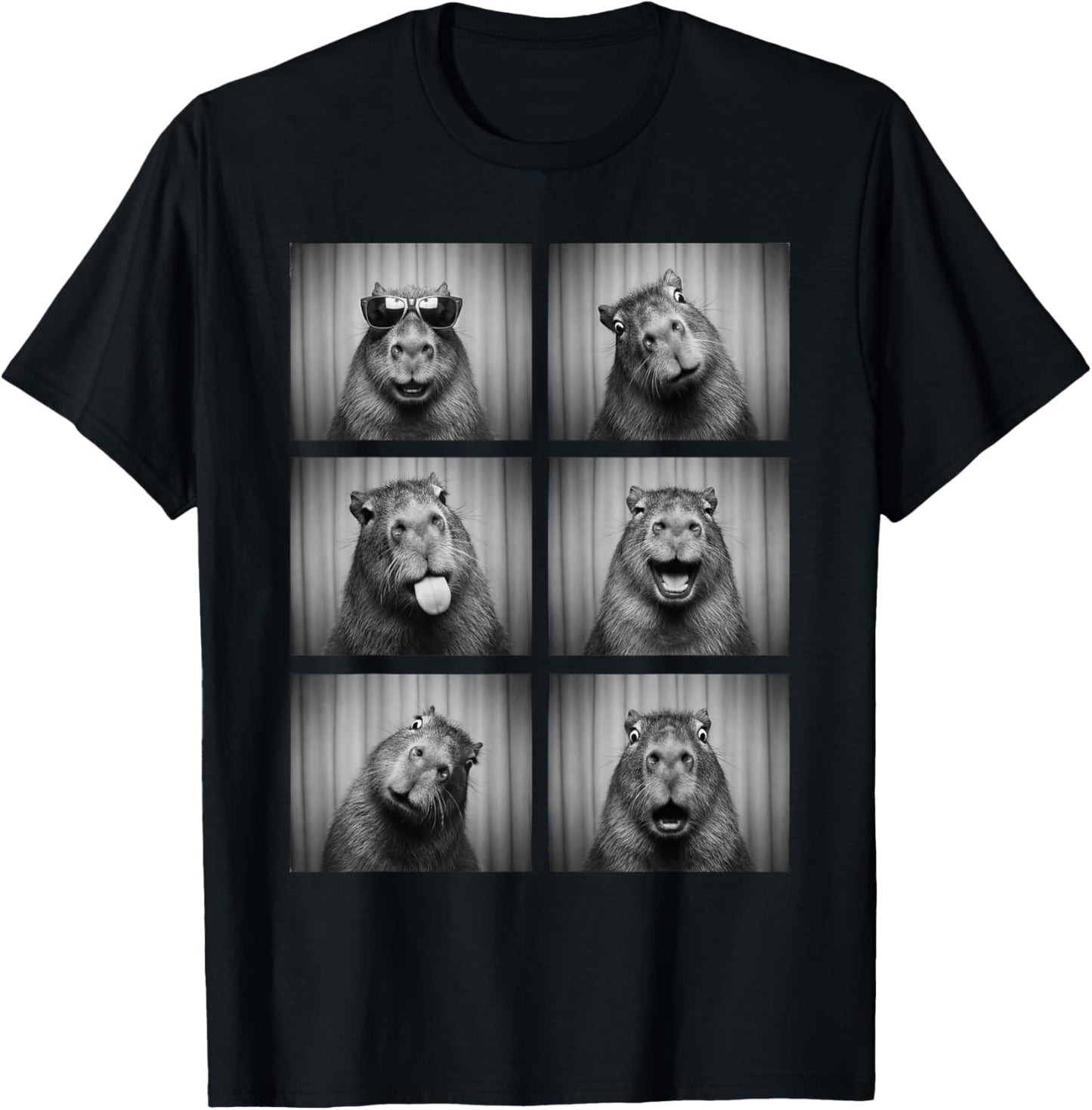 Capybara Photobooth Rodent Funny Animal Portrait T-Shirt - T-Shirt | Black