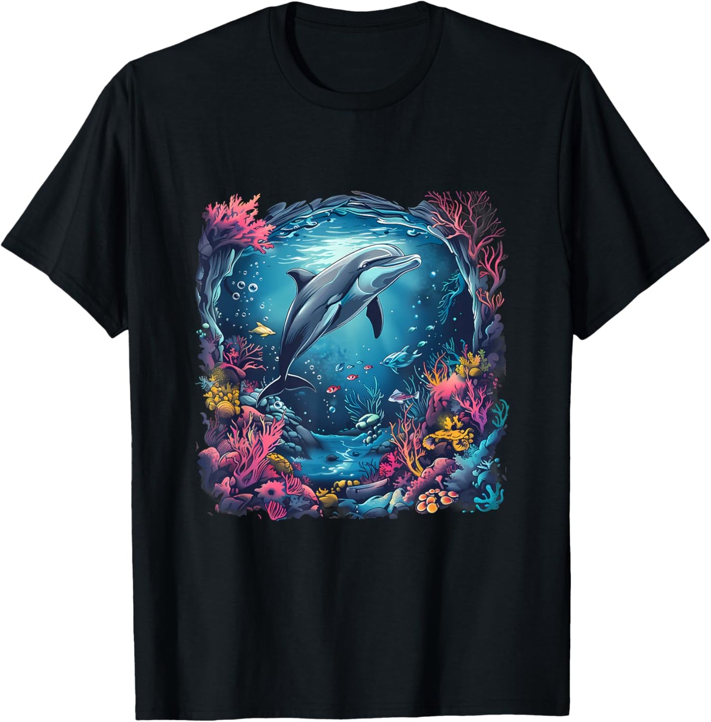 Sea Ocean Animal Art Dolphin Ocean Sea Animal Dolphin Lover T-Shirt - T-Shirt | Black