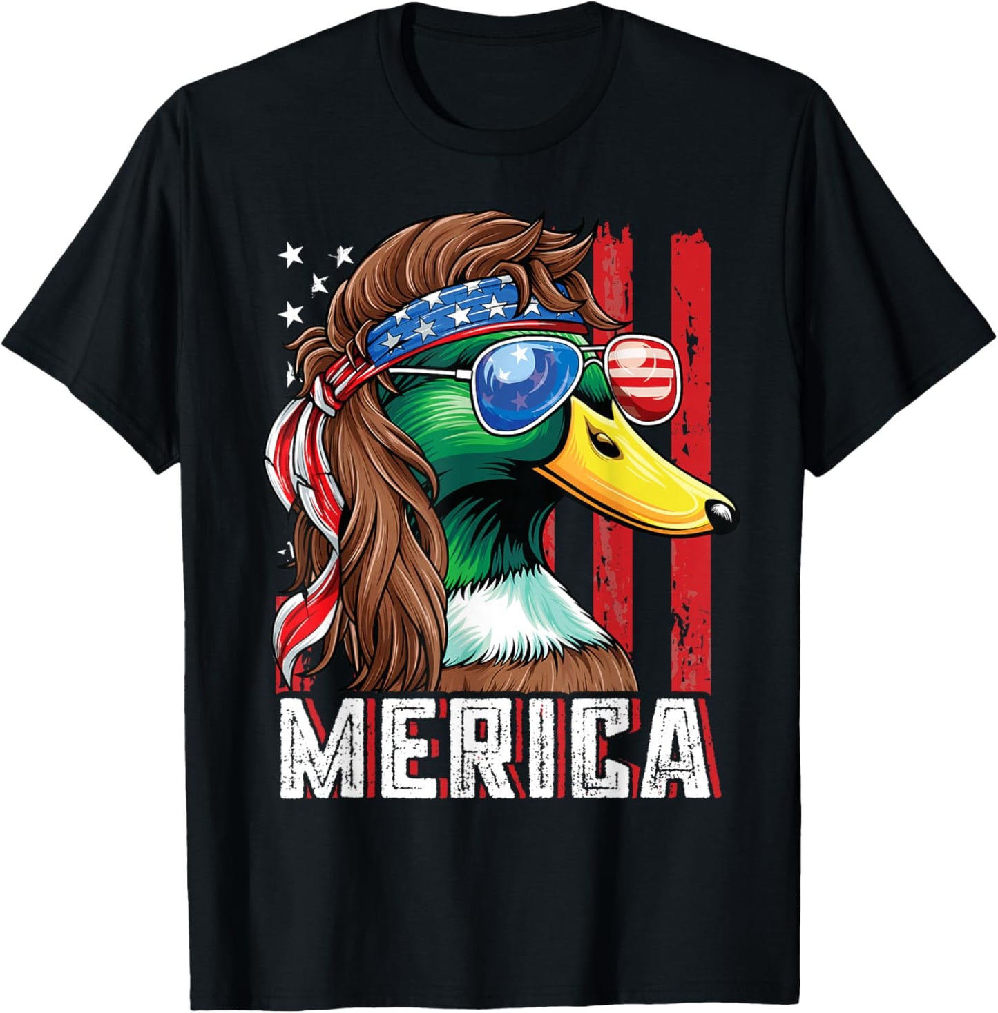 Duck Hunter Shirt USA Flag Merica Funny Waterfowl Hunting T-Shirt - T-Shirt | Black