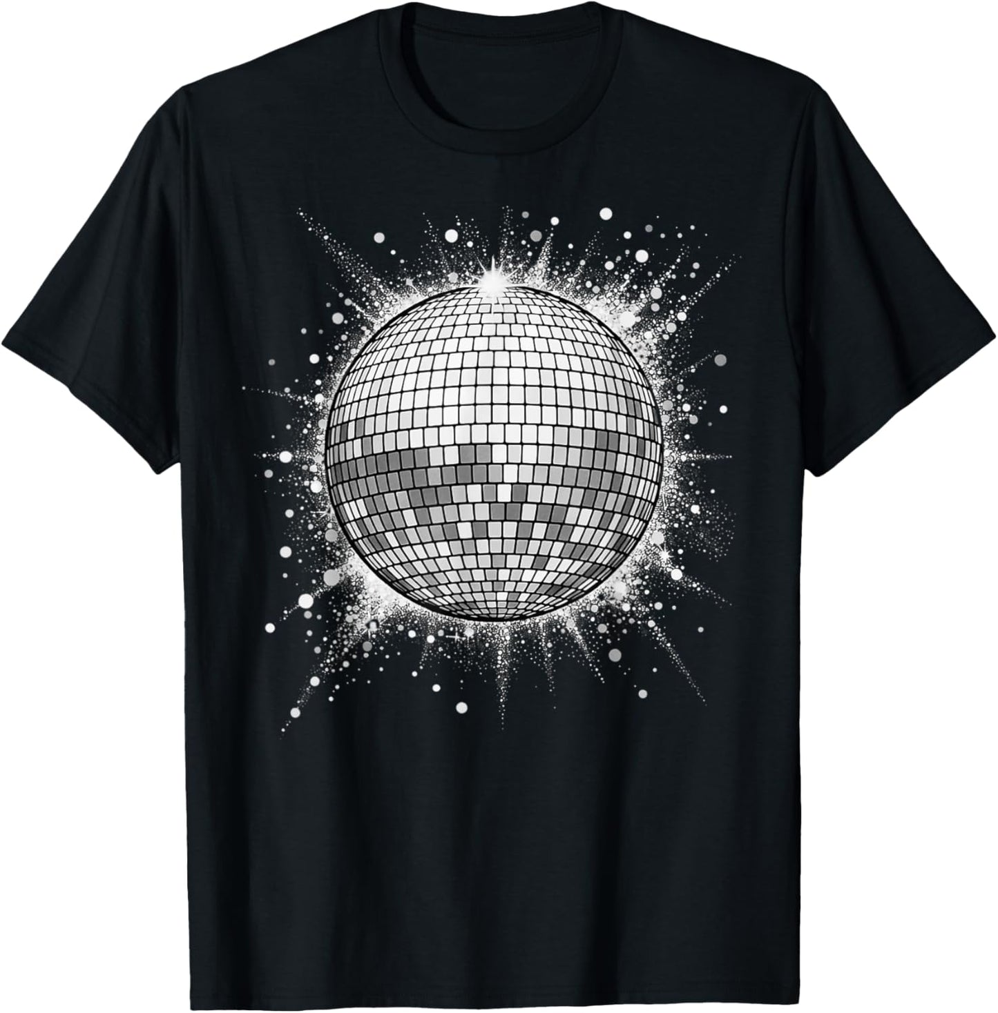 Black and White Disco Ball T-Shirt - T-Shirt | Black