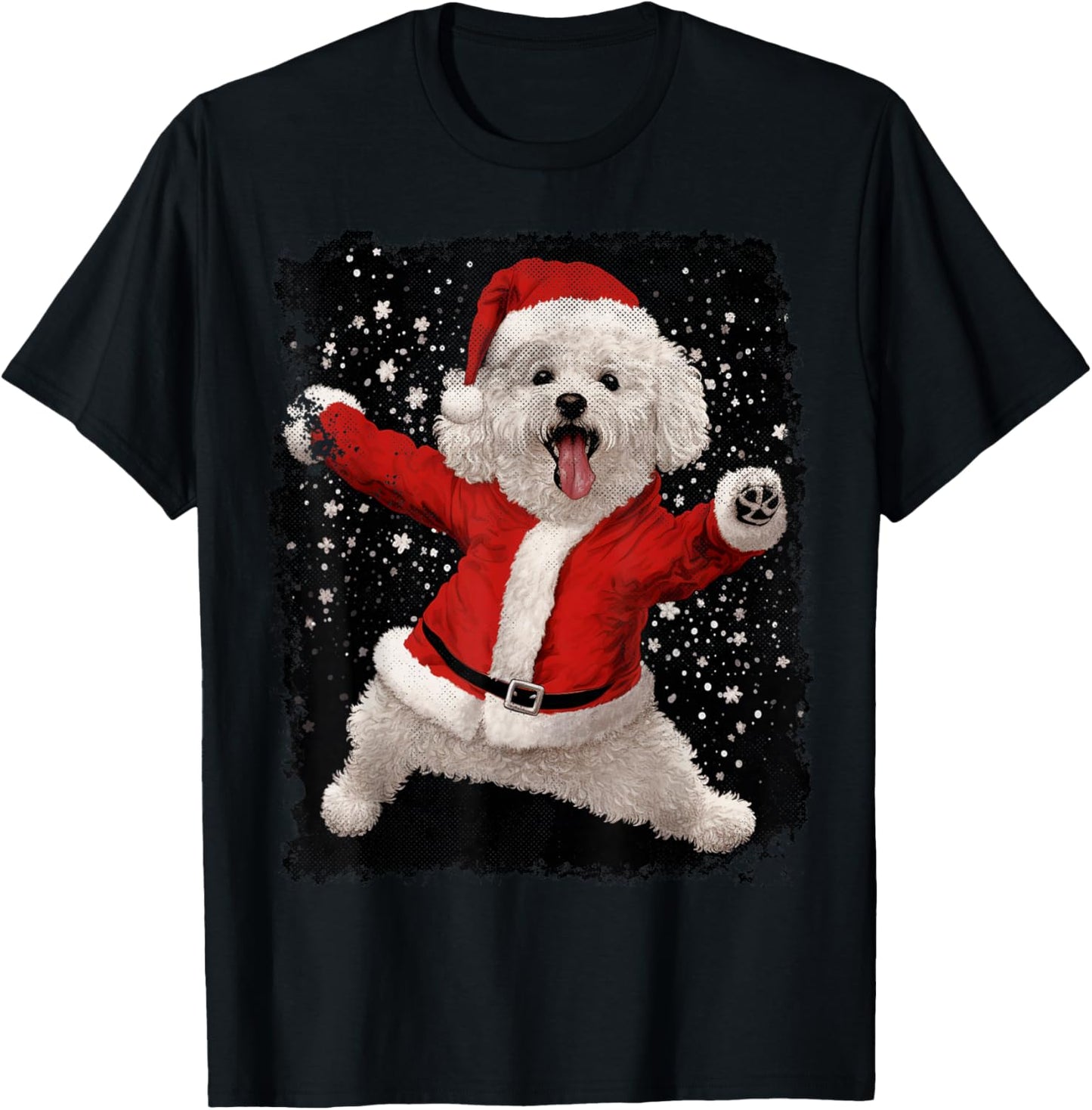 Bichon Frise Christmas T-Shirt - T-Shirt | Black