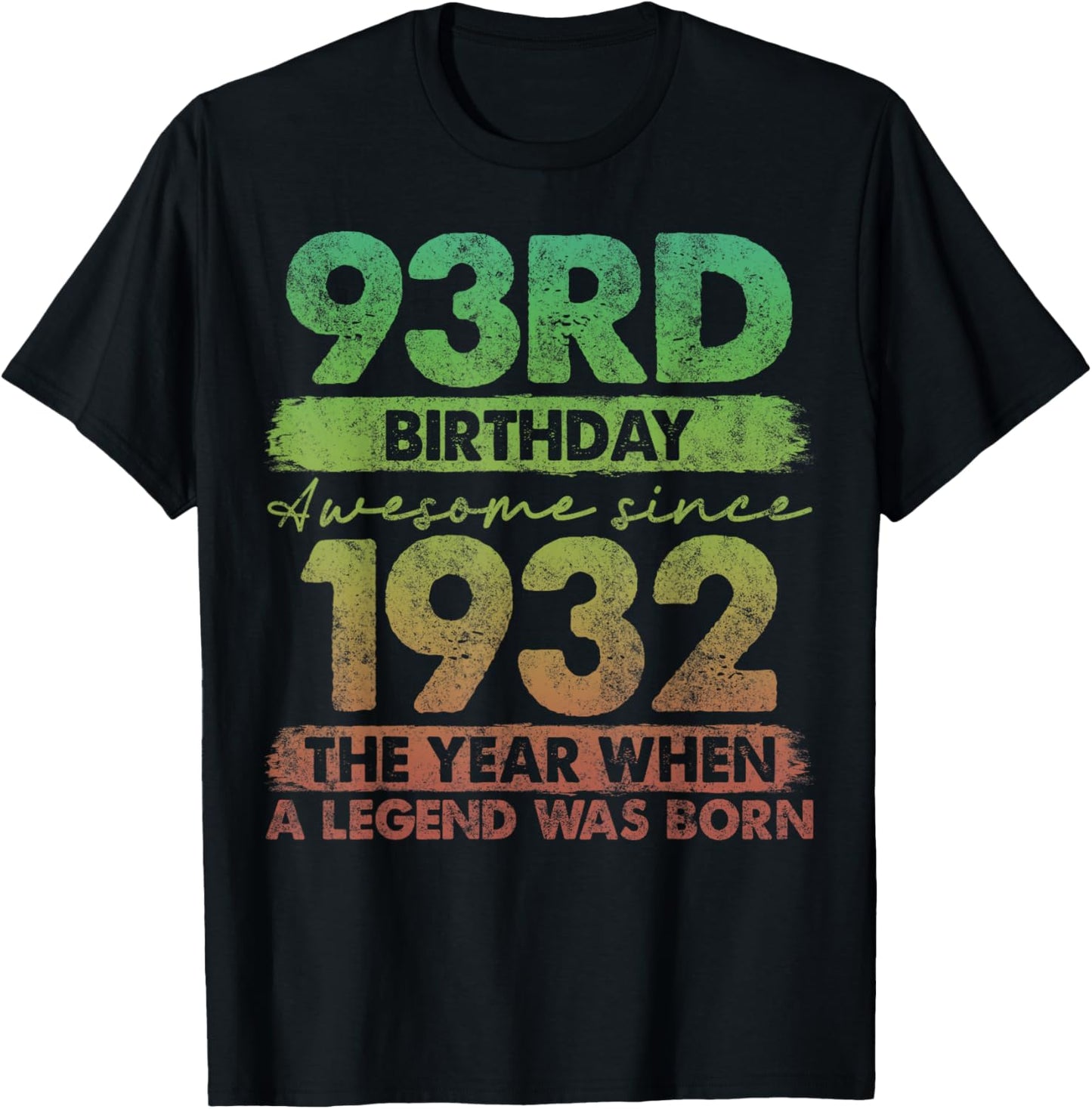 93 Year Old Gifts Vintage 1932 Limited Edition 93rd Birthday T-Shirt - T-Shirt | Black