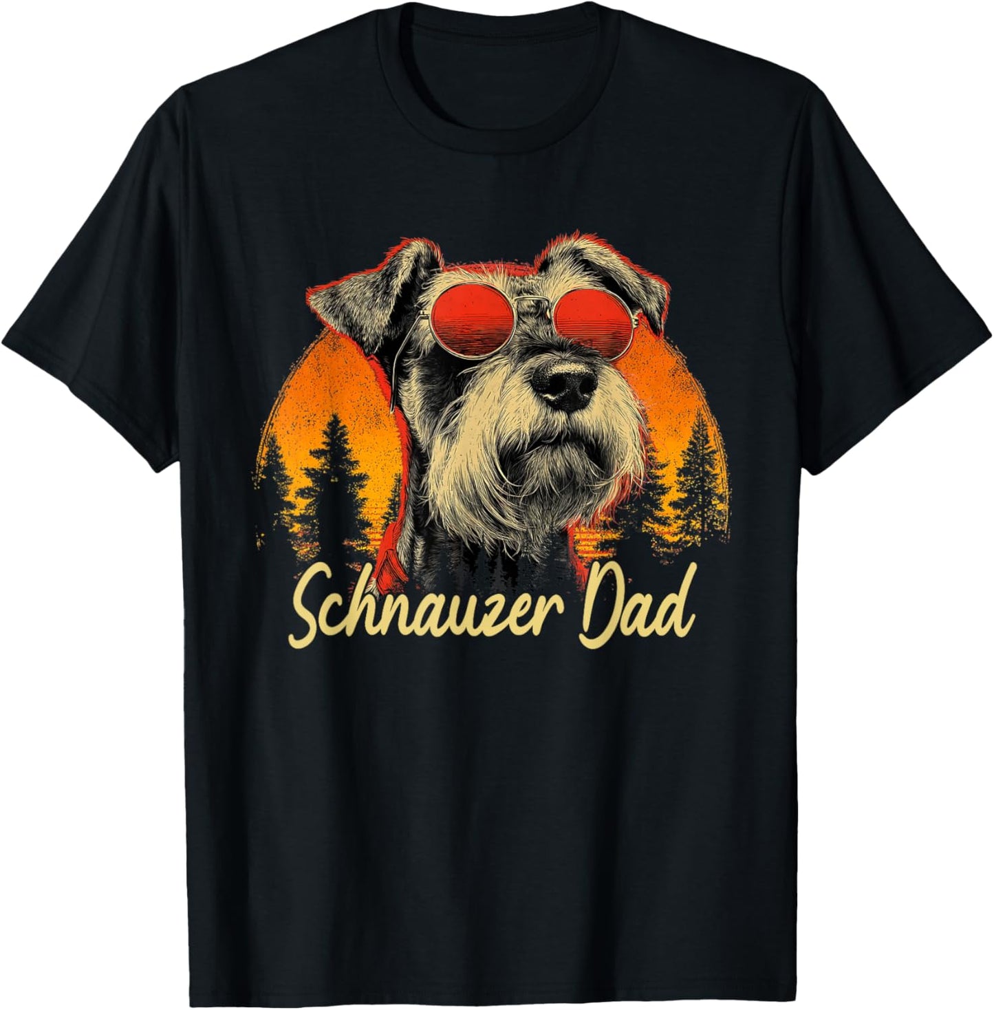 Best Schnauzer Dad Vintage Fathers Day Dog Lover Men Women T-Shirt - T-Shirt | Black