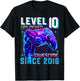 Level 10 Unlocked Awesome Since 2016 10th Birthday Gaming T-Shirt - T-Shirt | Black