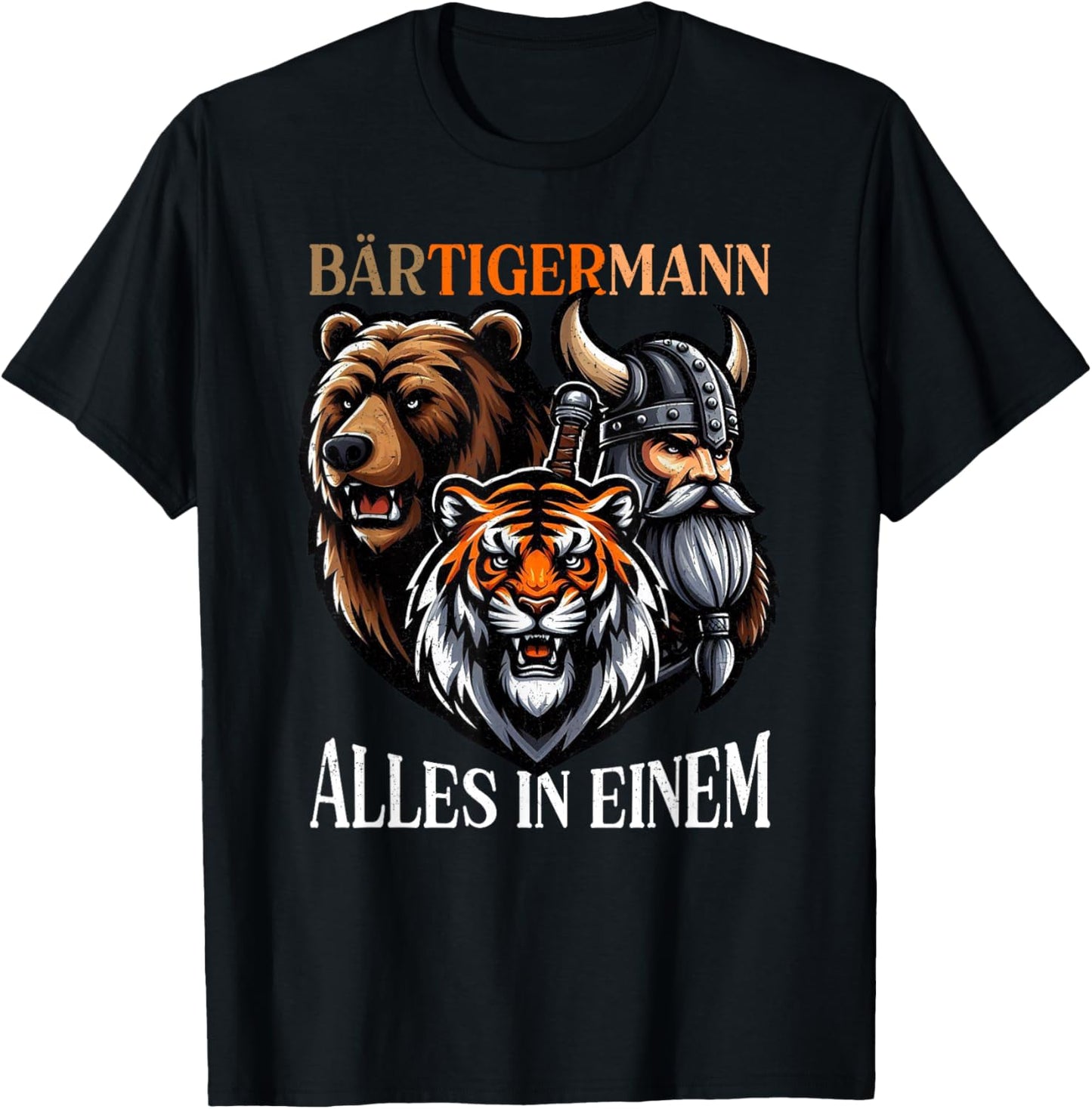 Wikinger Bärtigermann Vollbart Spruch Lustiges Humor Bart T-Shirt - T-Shirt | Black