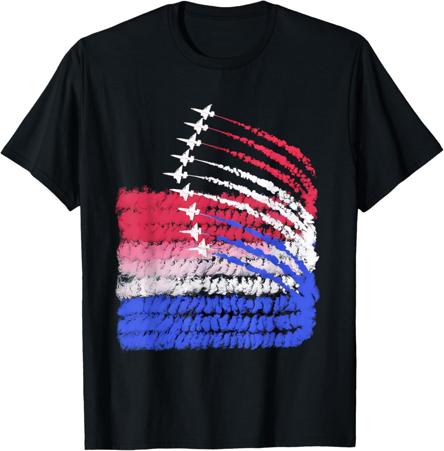 USA Flag Fighter Jets Patriotic Red Blue White 4th of July Women Kids Men T-Shirt - T-Shirt | Black