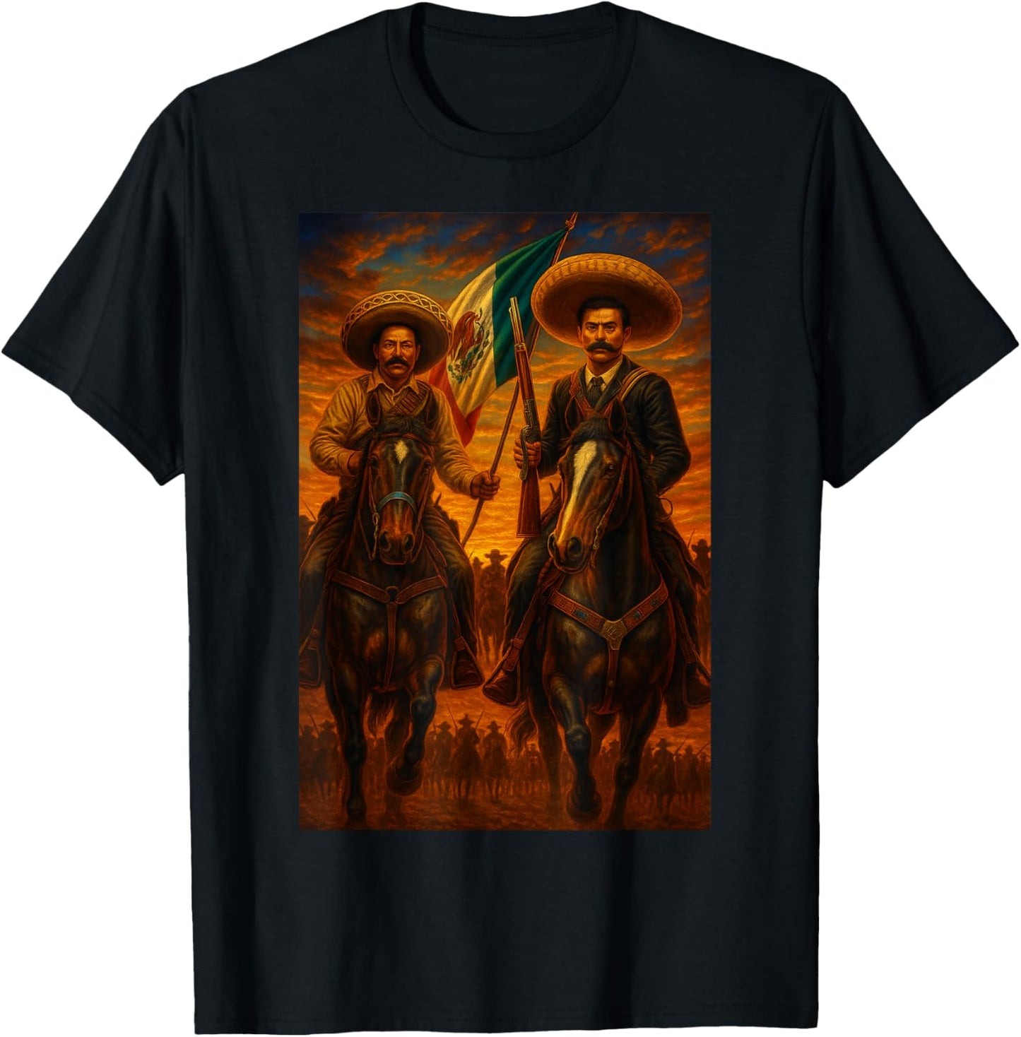 Zapata Villa CABALLOS Sunset T-Shirt - T-Shirt | Black