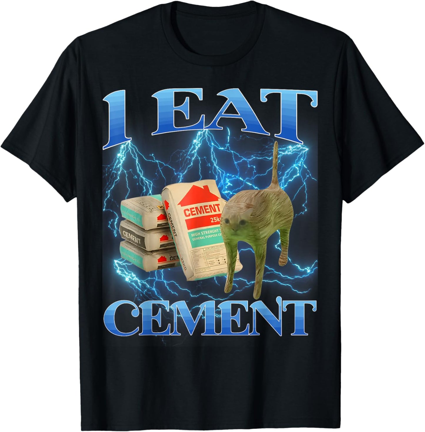 I Eat Cement Funny Cat Meme Internet Memes Funny Memes Gen-Z T-Shirt - T-Shirt | Black