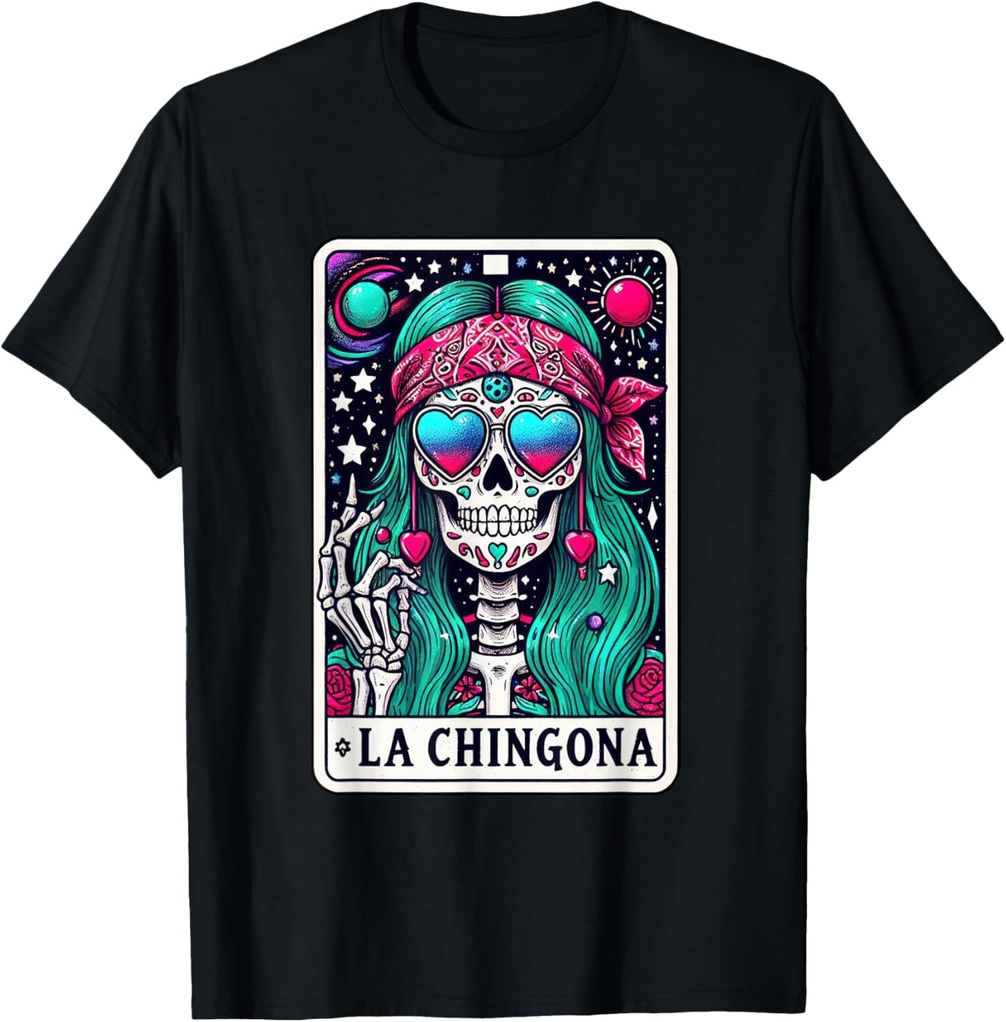 La Chingona Tarot Card Skeleton Latina Mexican Spanish Women T-Shirt - T-Shirt | Black