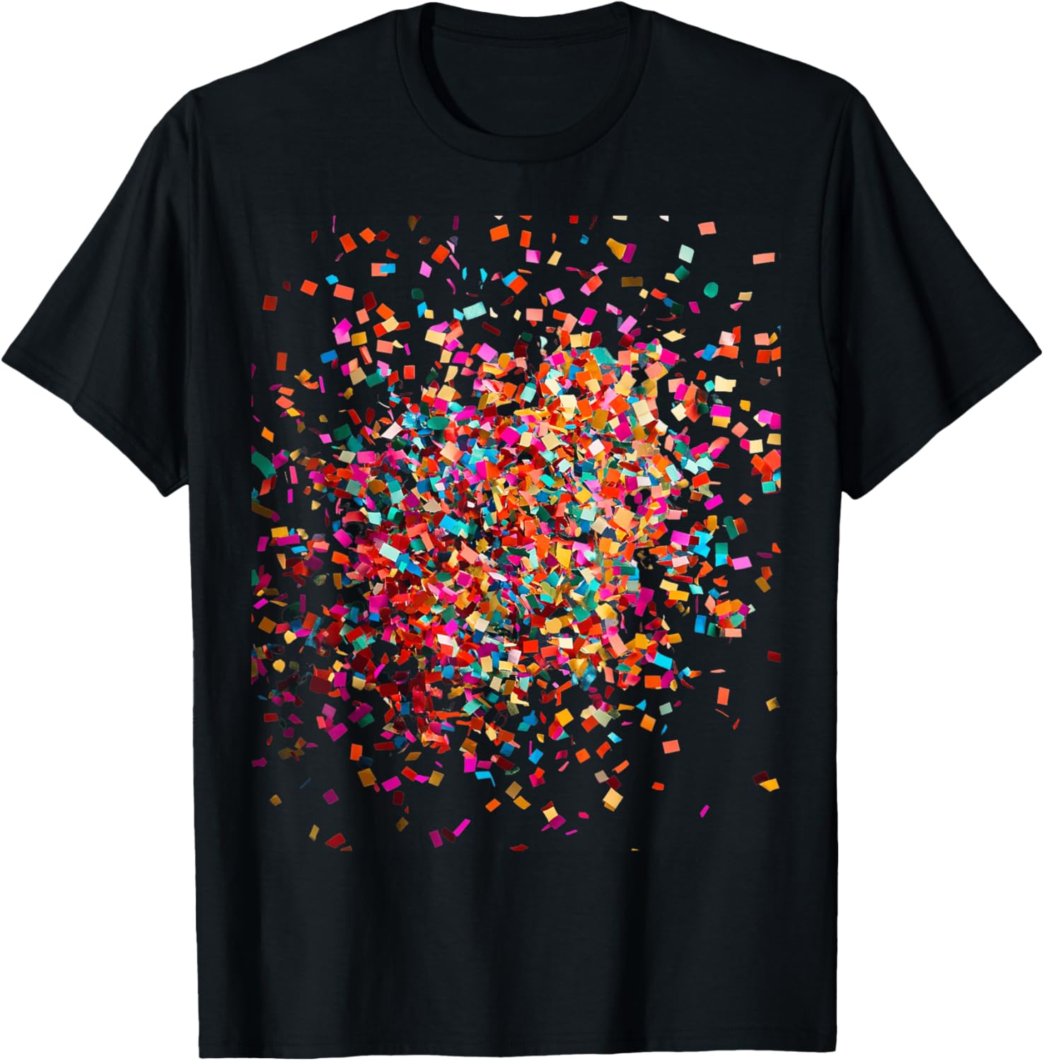 Confetti Explosion Celebration Pattern T-Shirt - T-Shirt | Black