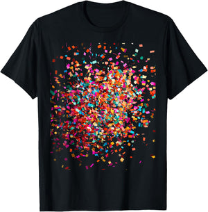 Confetti Explosion Celebration Pattern T-Shirt - T-Shirt | Black