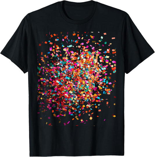 Confetti Explosion Celebration Pattern T-Shirt - T-Shirt | Black