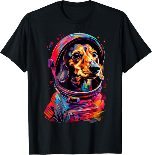 Dachshund Astronaut T-Shirt - T-Shirt | Black