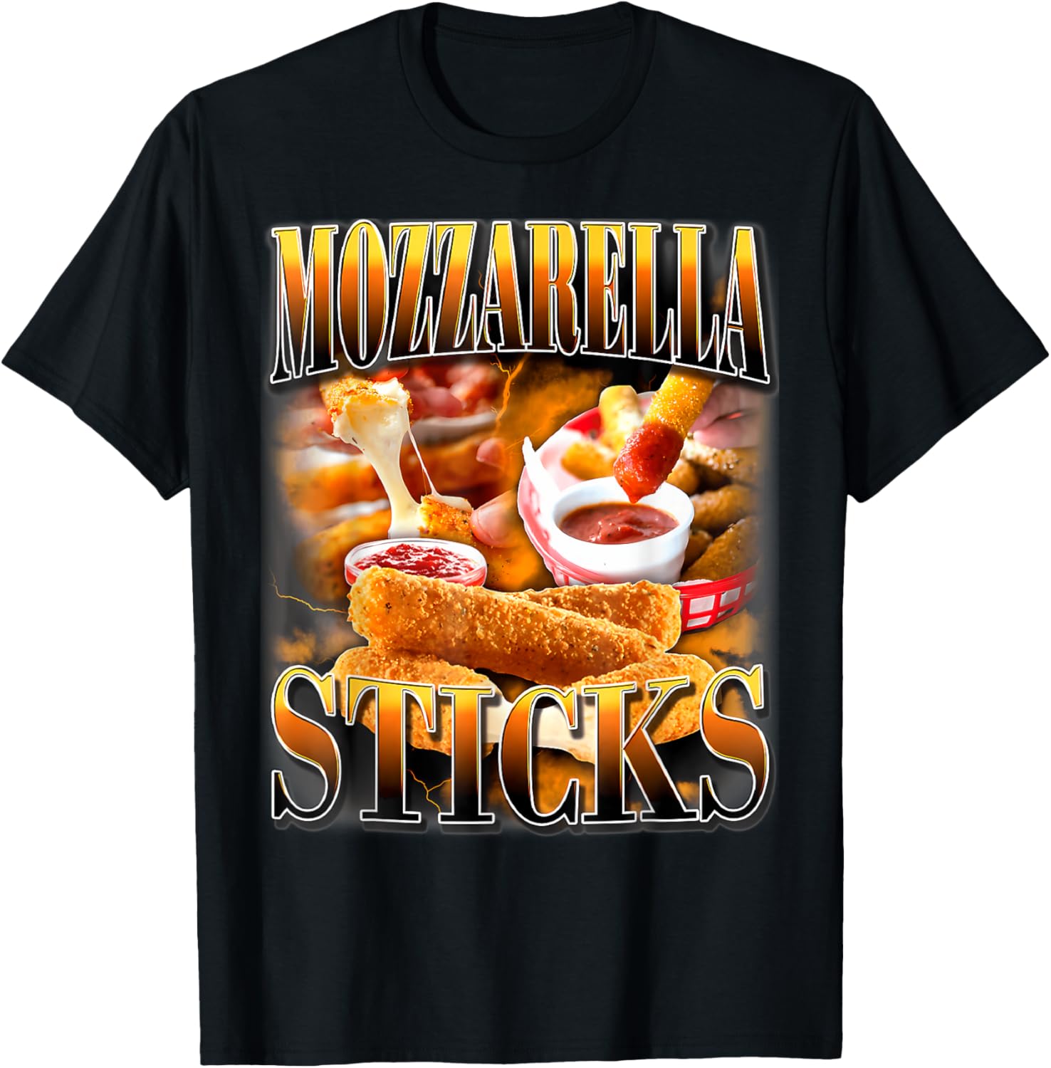 Mozzarella Cheese Sticks Bootleg Rap CD Aesthetic Funny Meme T-Shirt - T-Shirt | Black