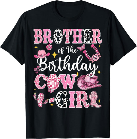 Brother Of The Birthday Cow-Girl Rodeo Brother Bday Party T-Shirt - T-Shirt | Black
