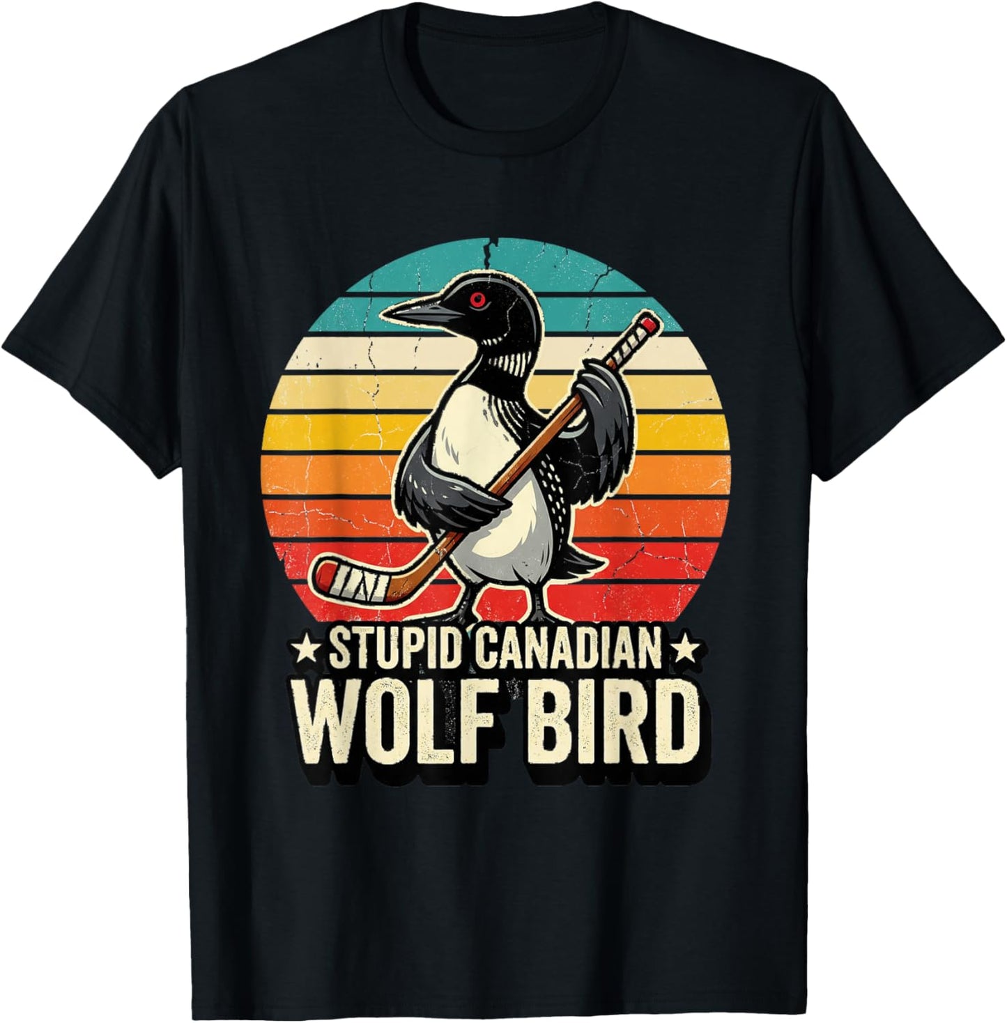 Hockey Meme "Stupid Canadian Wolfbird" with Heated Lo T-Shirt - T-Shirt | Black