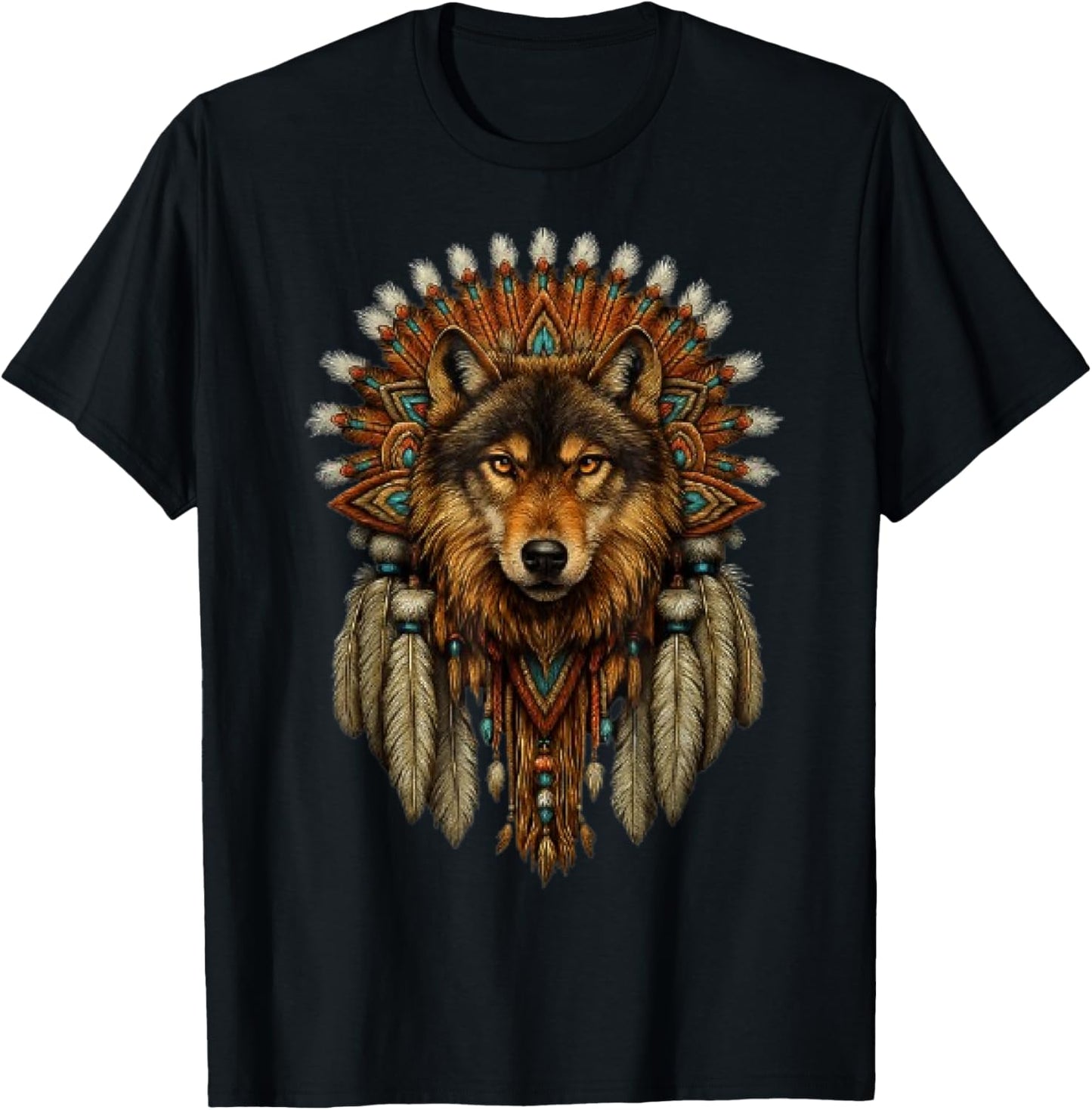 Plumes de Loup amérindiennes T-Shirt - T-Shirt | Black