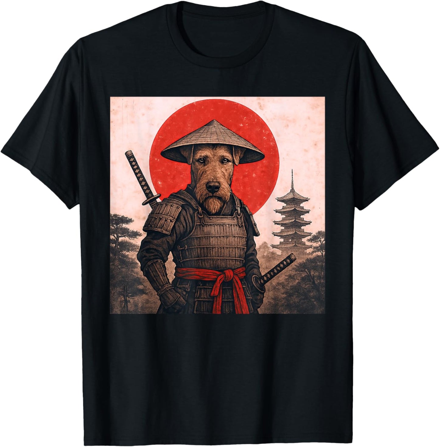 Airedale Terrier Samurai Krieger Vintage Japanisch Ukiyo-e T-Shirt - T-Shirt | Black