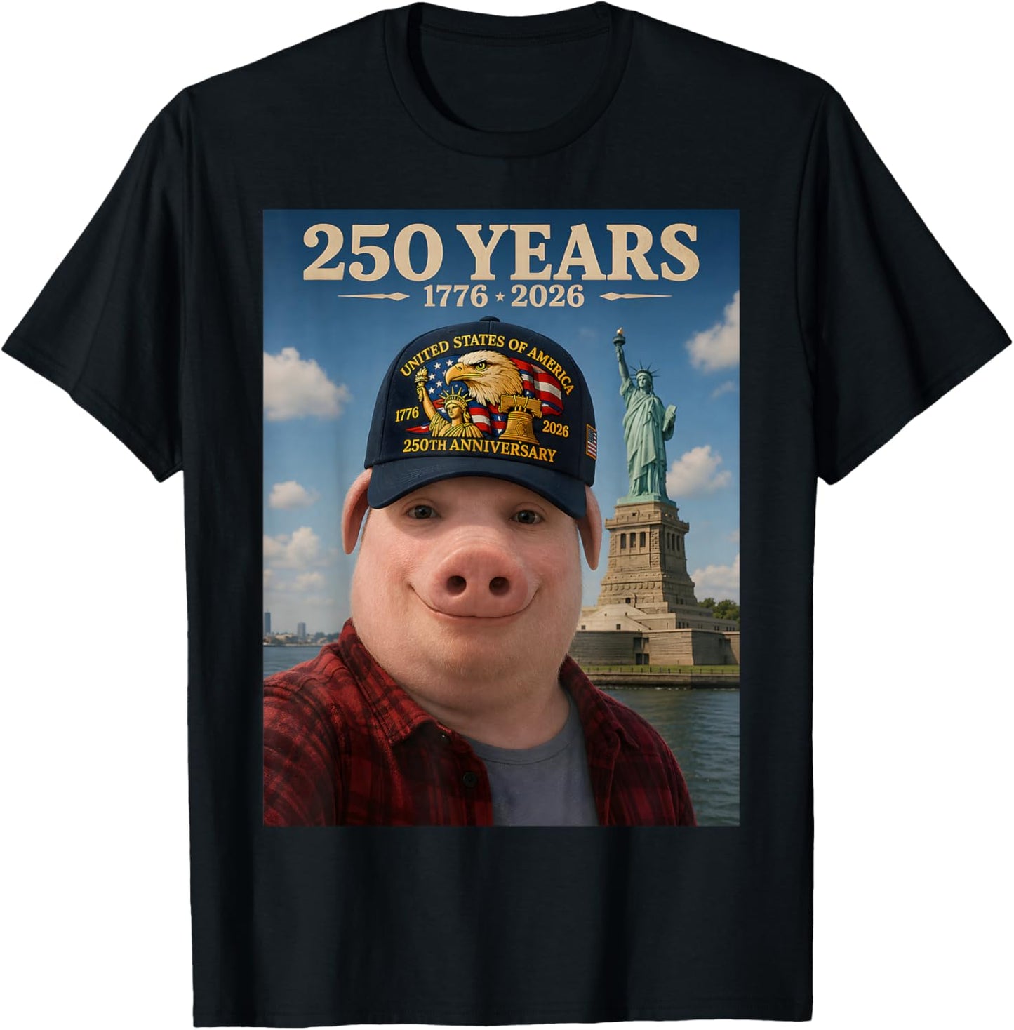 John Pork Brainrot 250 Years American 250th Anniversary USA T-Shirt - T-Shirt | Black