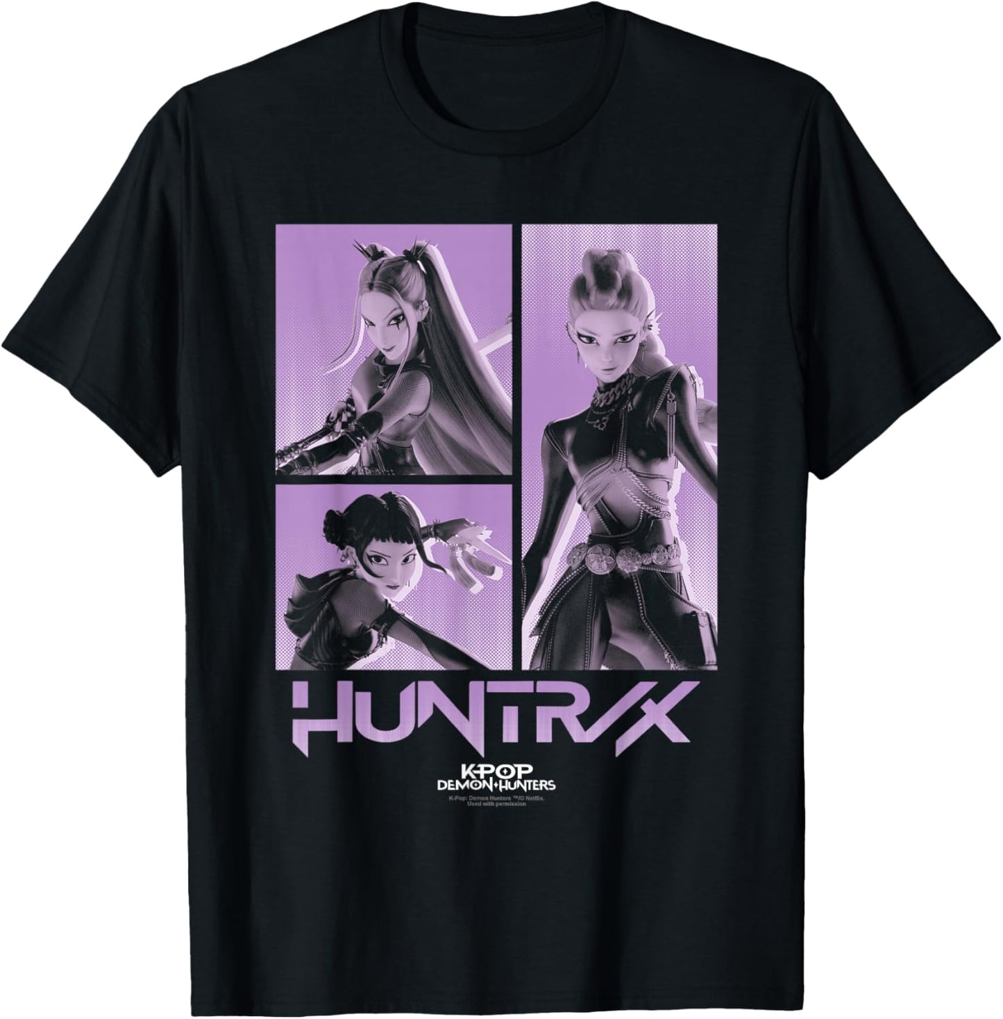 Kpop Demon Hunters Huntrix Grid Officially Licensed T-Shirt - T-Shirt | Black