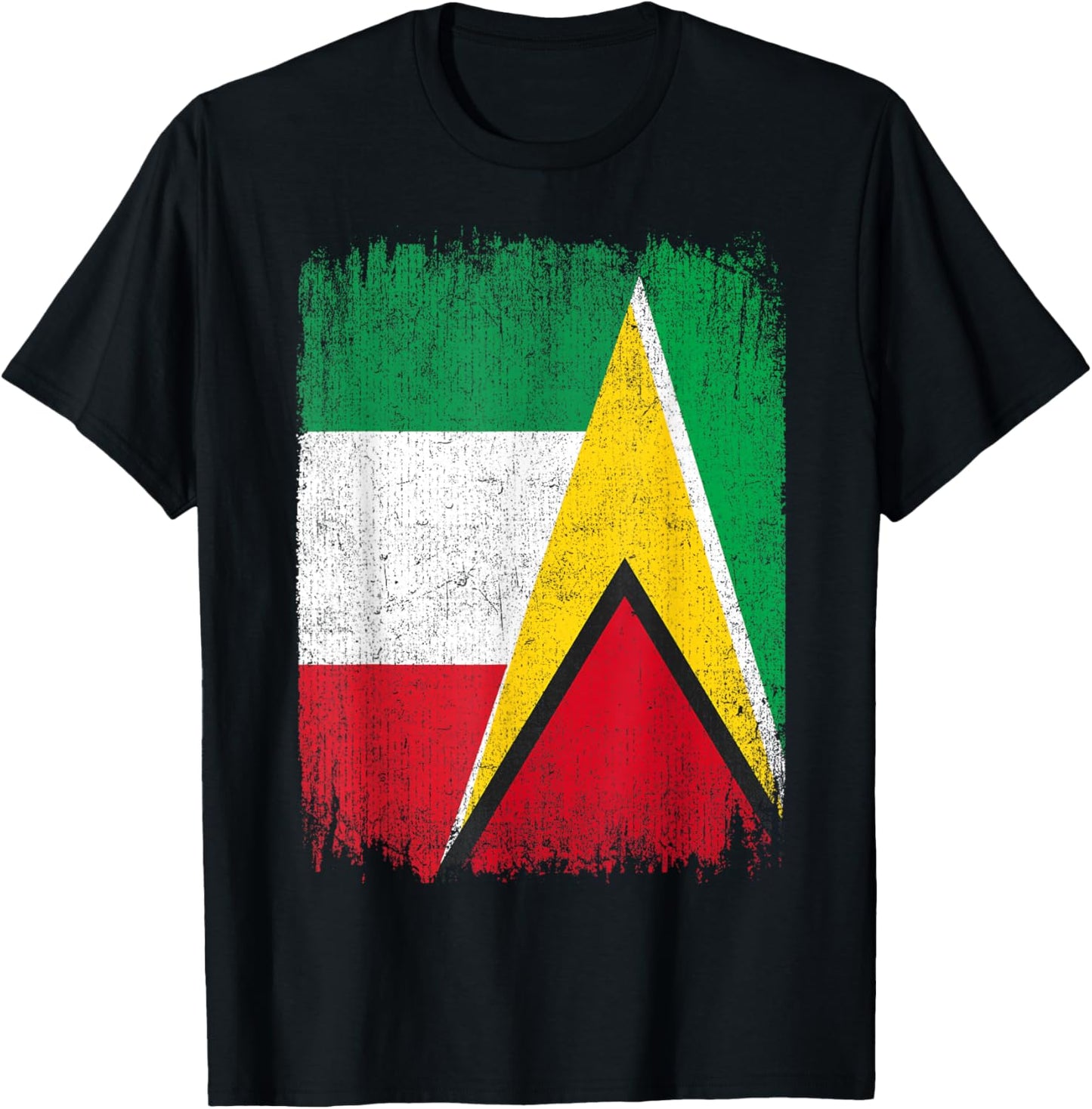 Half Italy Guyana Flag Italian Guyanese Pride Roots T-Shirt - T-Shirt | Black