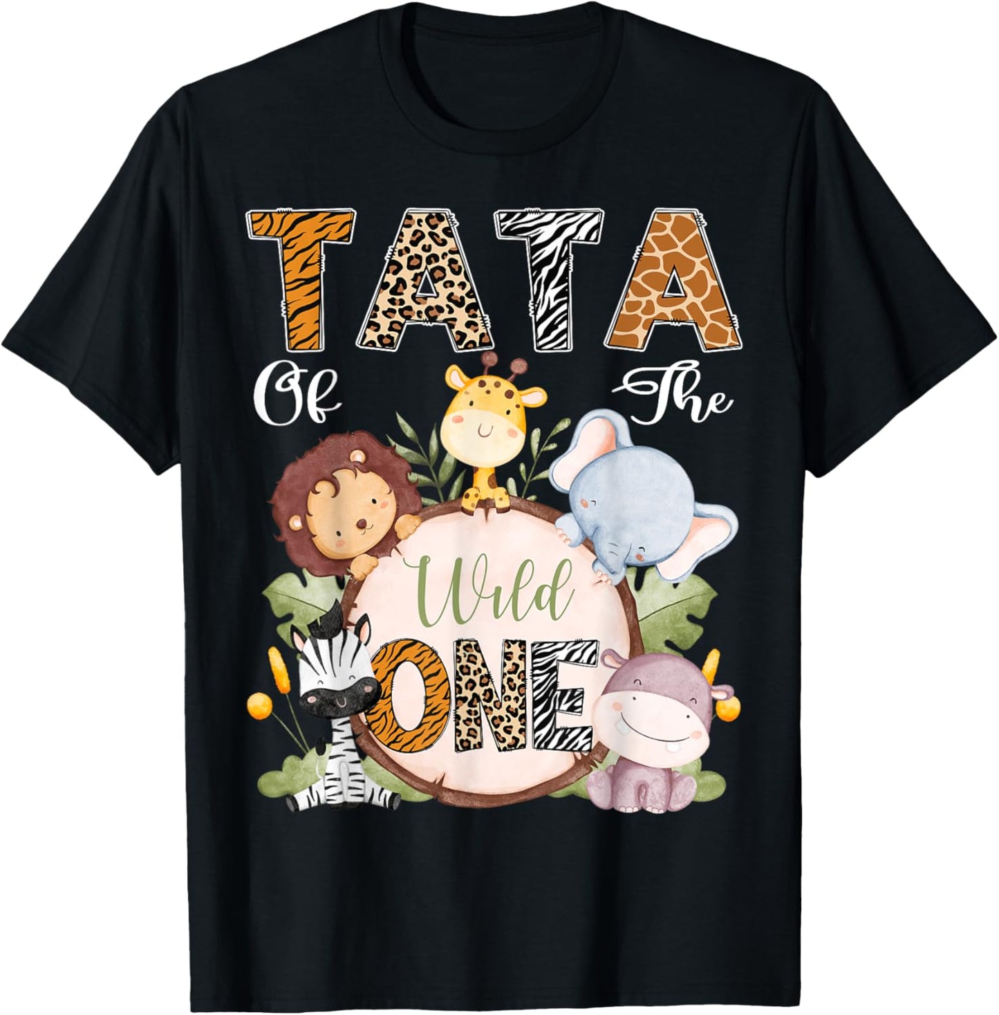 Tata Of The Wild One 1St Birthday Safari Woodland T-Shirt - T-Shirt | Black