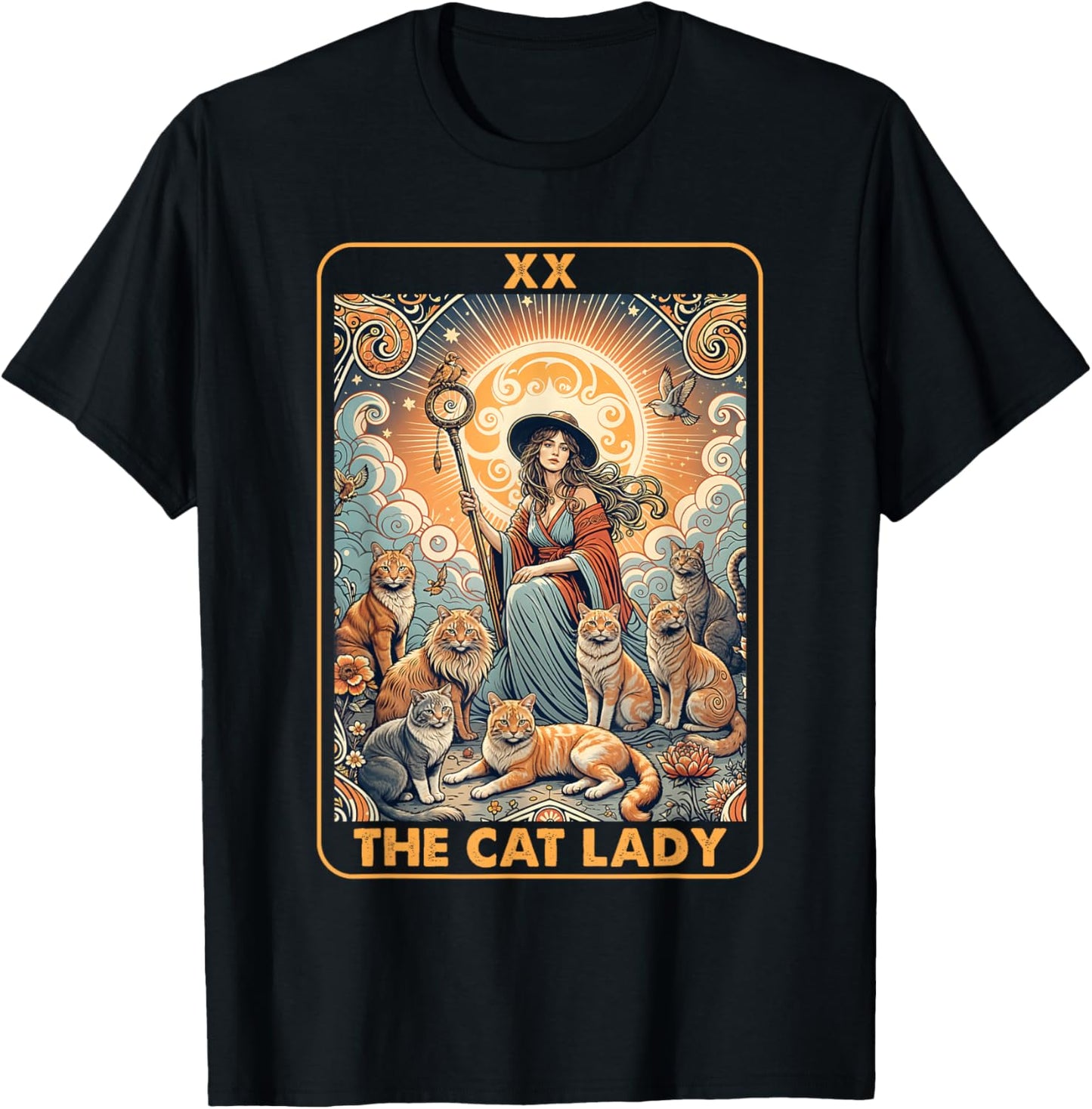 The Cat Lady Tarot Card Shirt Women Pet Kitten Cat Mom Mama T-Shirt - T-Shirt | Black