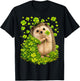 Lucky Hedgehog with Clovers and Clovers for St. Patrick's Day T-Shirt - T-Shirt | Black