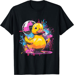 Rubber Duck Disco Rubber Duckie Watercolor Rubber Duckling T-Shirt - T-Shirt | Black