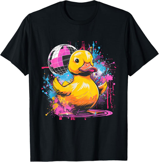 Rubber Duck Disco Rubber Duckie Watercolor Rubber Duckling T-Shirt - T-Shirt | Black