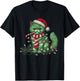 Christmas Cat with Santa Hat & Tree Lights Christmas cat T-Shirt - T-Shirt | Black