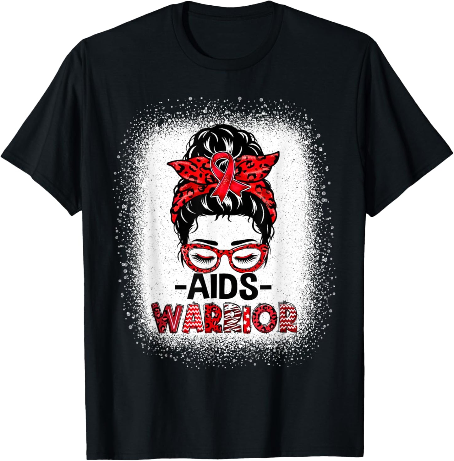 Aids Warrior Red Ribbon World Aids Day Hiv Aids Awareness T-Shirt - T-Shirt | Black