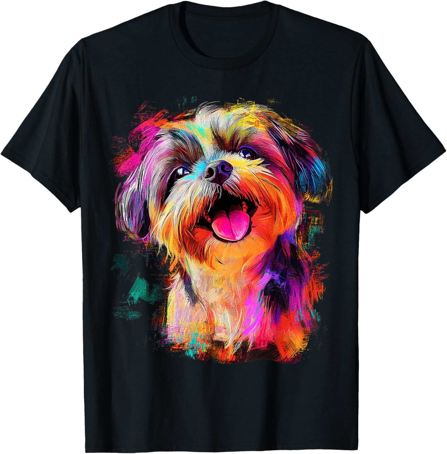 Shih Tzu Dog Motif Pet Art Shih Tzu T-Shirt - T-Shirt | Black