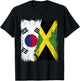 South Korea Jamaica Half Flag Korean Jamaican Heritage T-Shirt - T-Shirt | Black