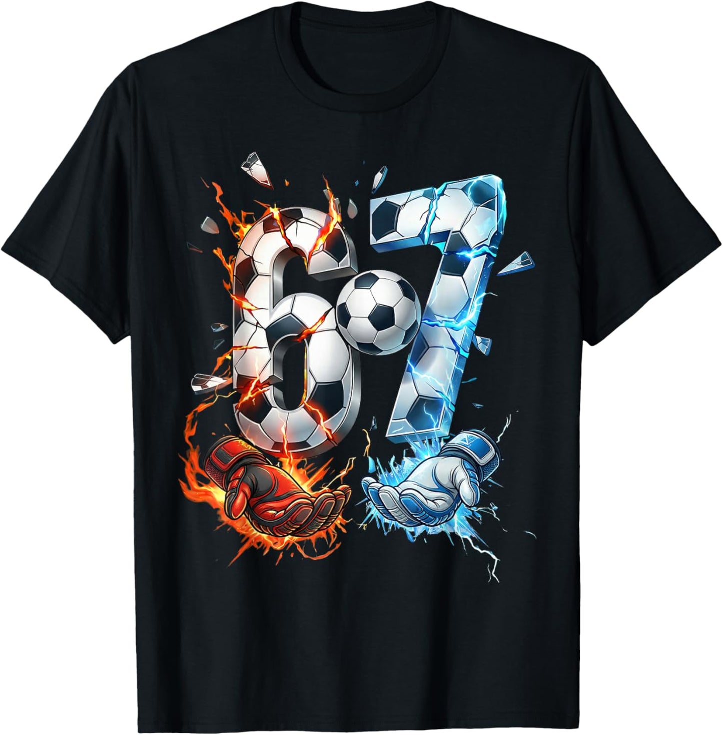 67 Fußball Sechs Sieben 6 7 Meme 67 Italian Brainrot T-Shirt - T-Shirt | Black