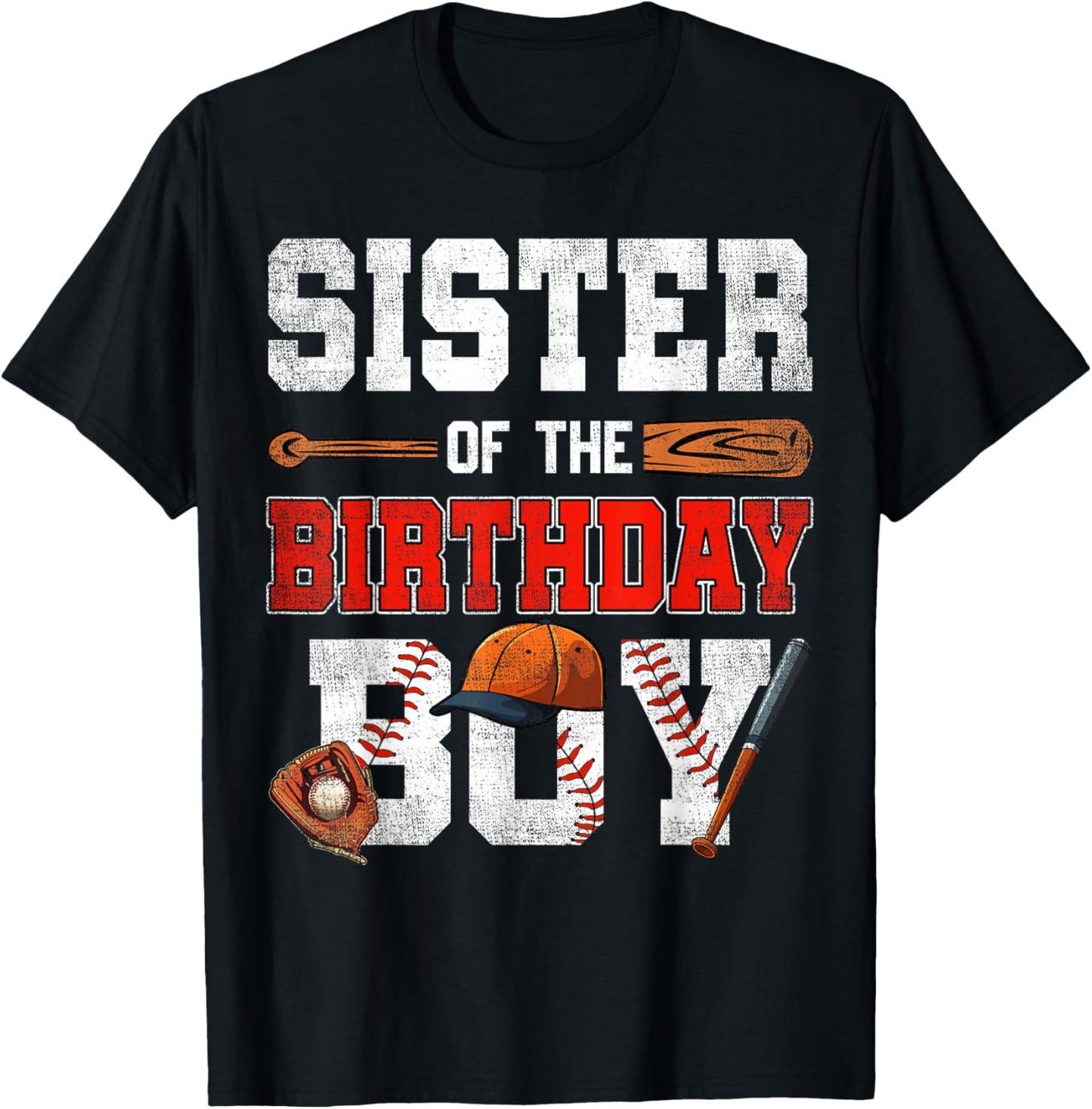 Sister Of The Birthday Boy Baseball Bday Family T-Shirt - T-Shirt | Black