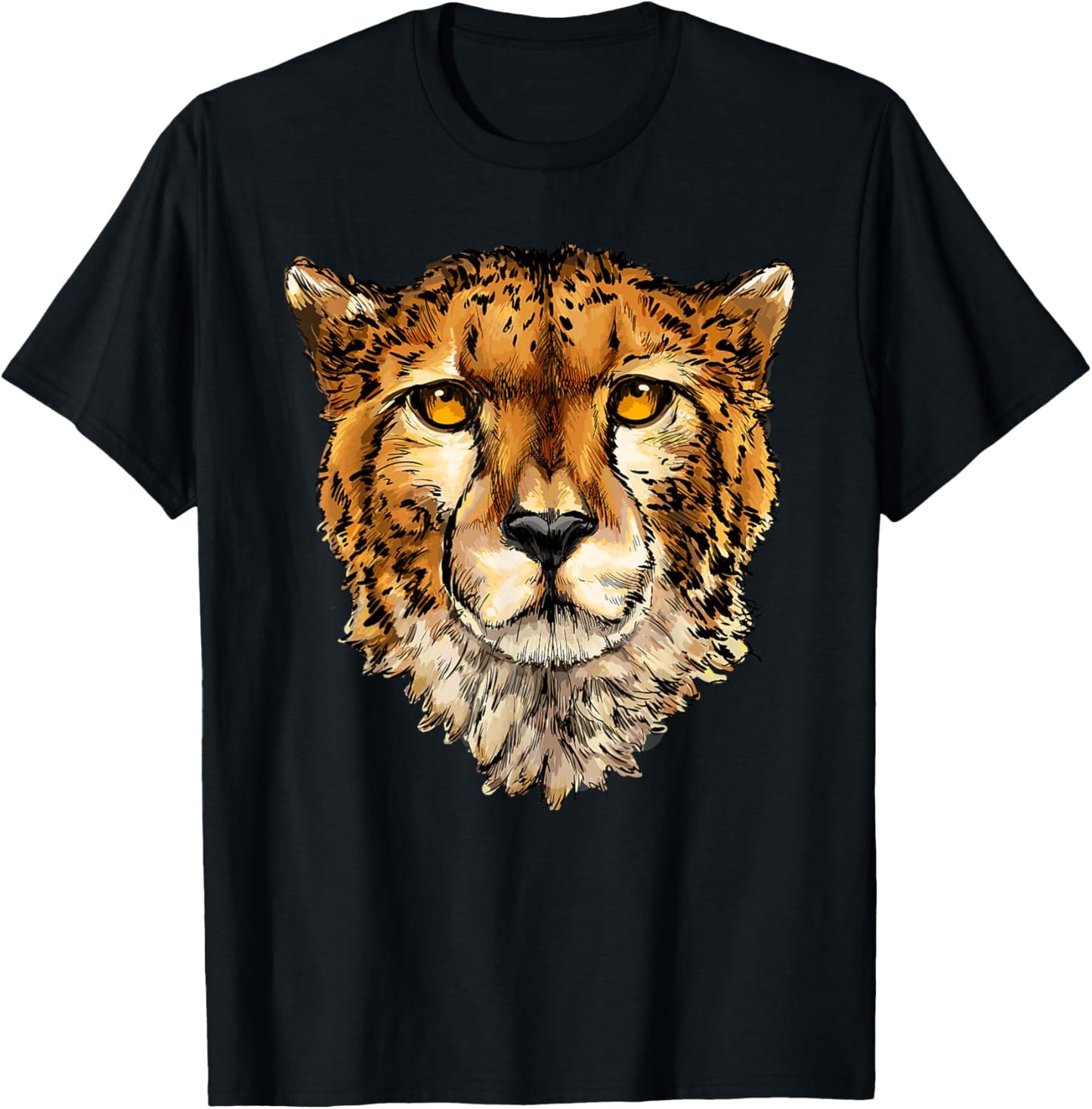 Cute Cheetah head Safari Animal Art Wildlife T-Shirt - T-Shirt | Black