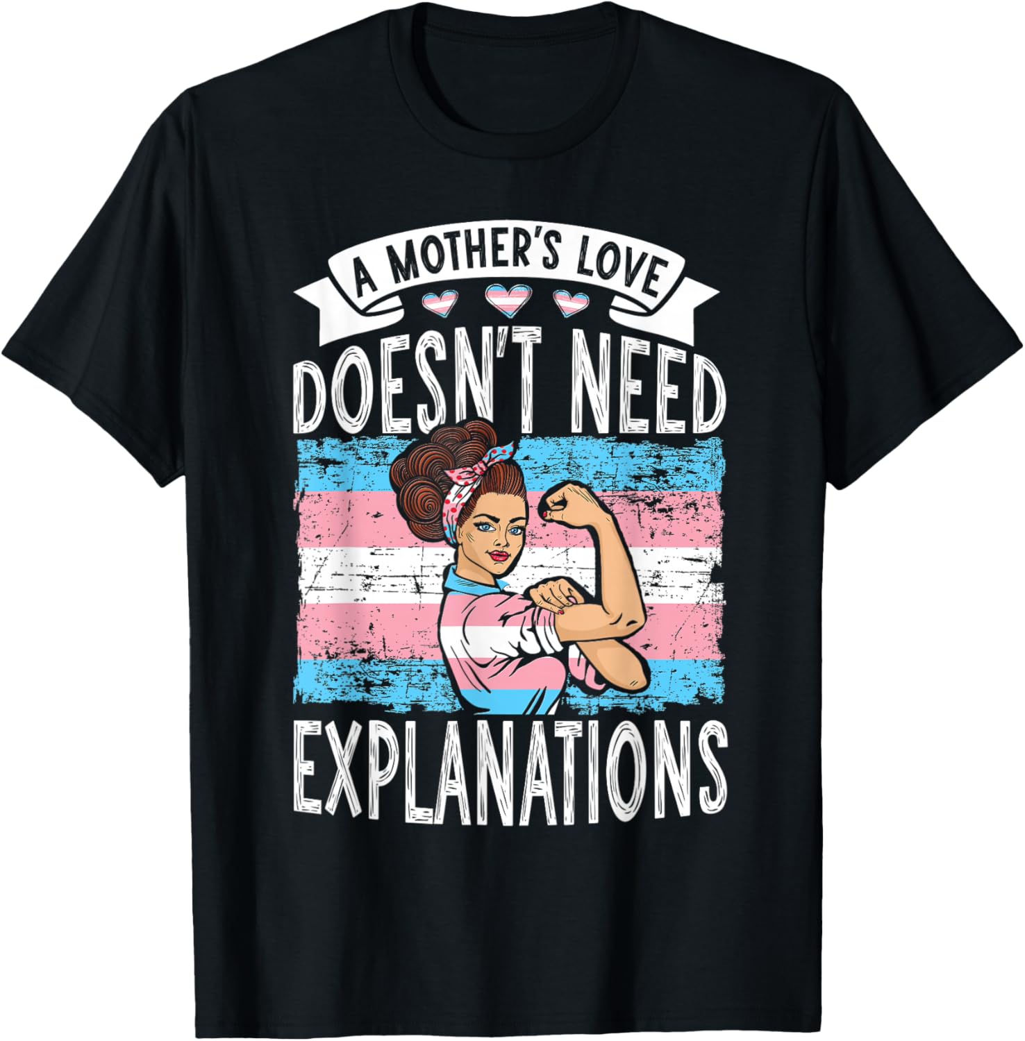 Proud Trans Mom Pride Month Transgender LGBTQ Support Ally T-Shirt - T-Shirt | Black