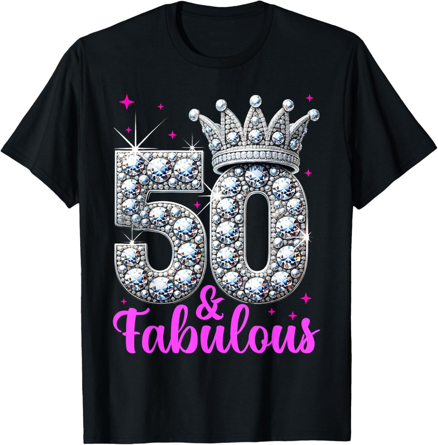 50th Birthday. 50 and Fabulous Women's, Ladies T-Shirt - T-Shirt | Black