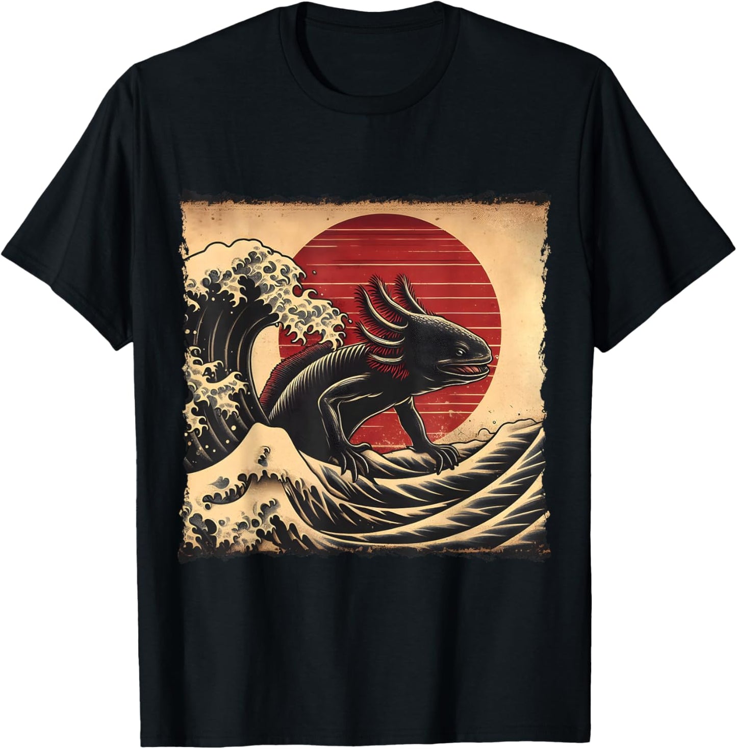 Retro Vintage Axolotl Kaiju Monster Japan Art Anime Lover T-Shirt - T-Shirt | Black